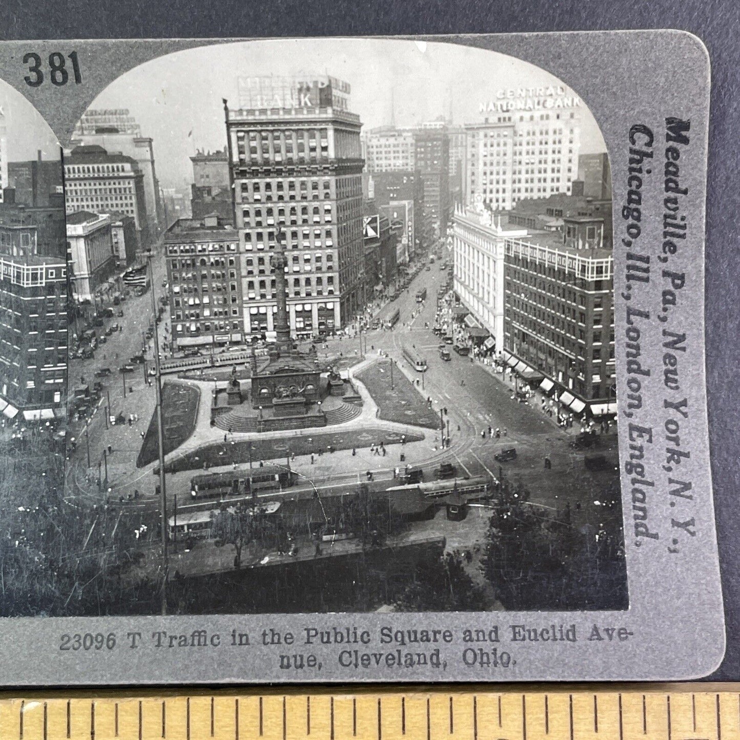 Euclid Avenue in Cleveland Ohio Stereoview Public Square Antique c1920s Y1146