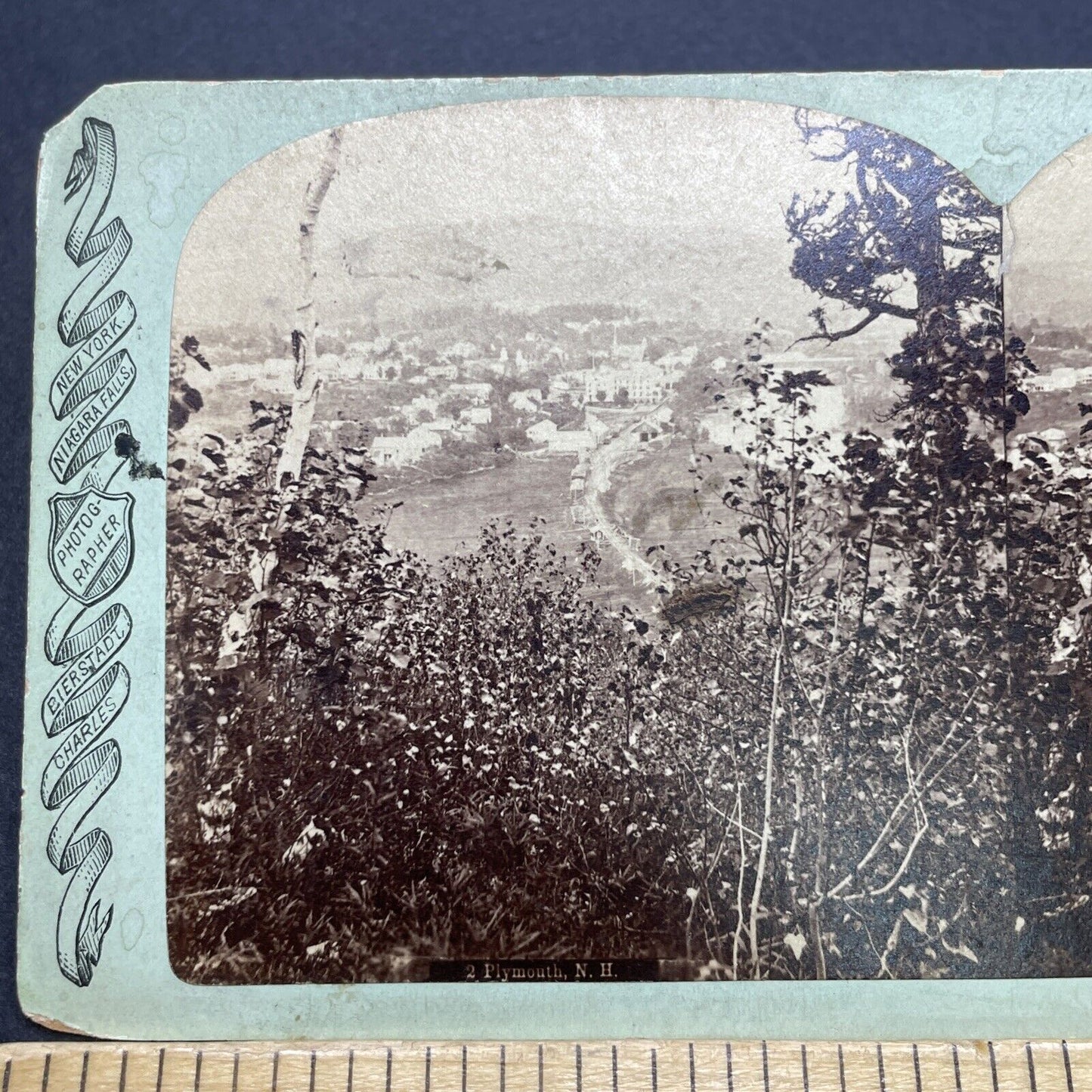 Antique 1870s Plymouth New Hampshire City View Stereoview Photo Card V1735