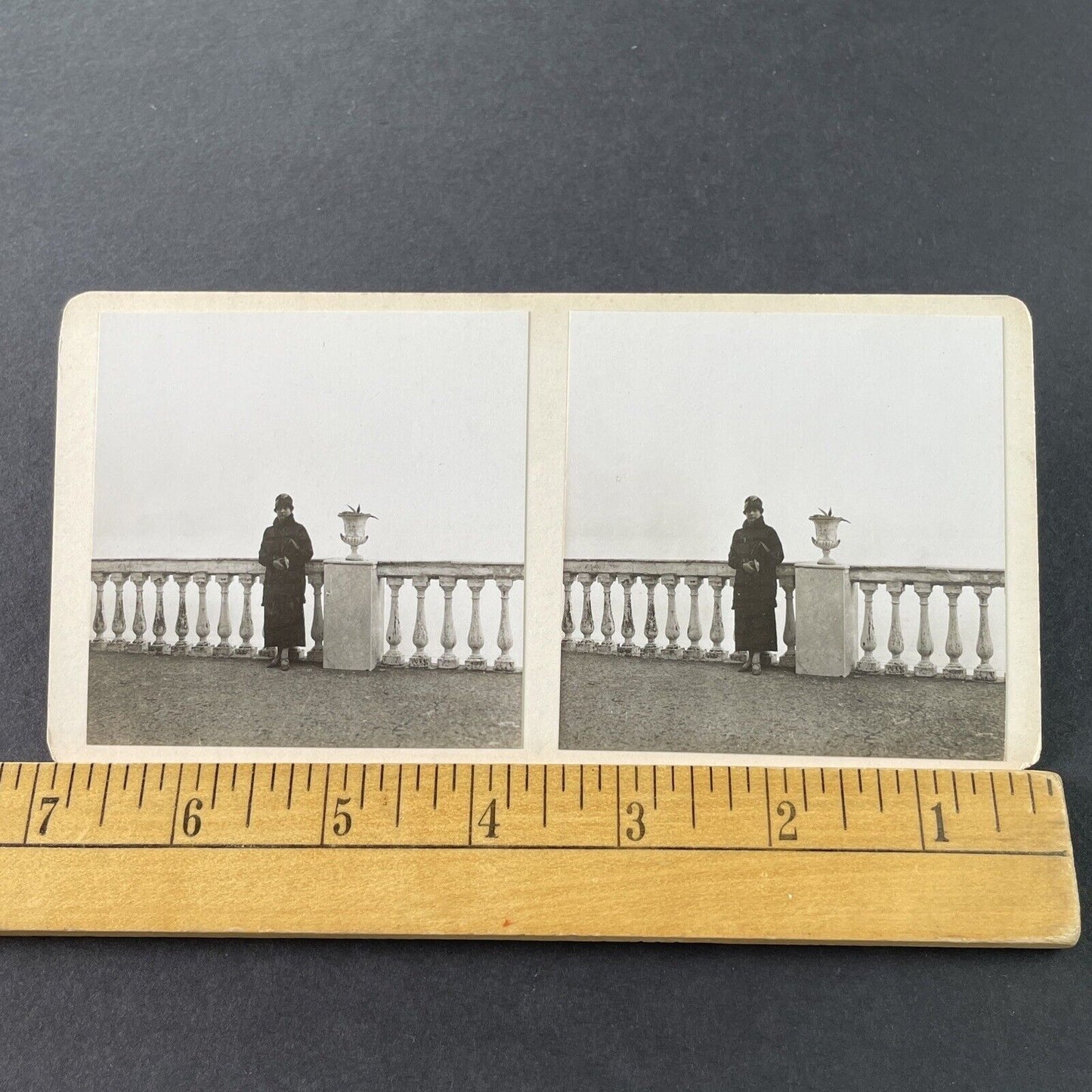 Antique 1925 Wealthy American Woman In Italy OOAK Stereoview Photo Card P3229