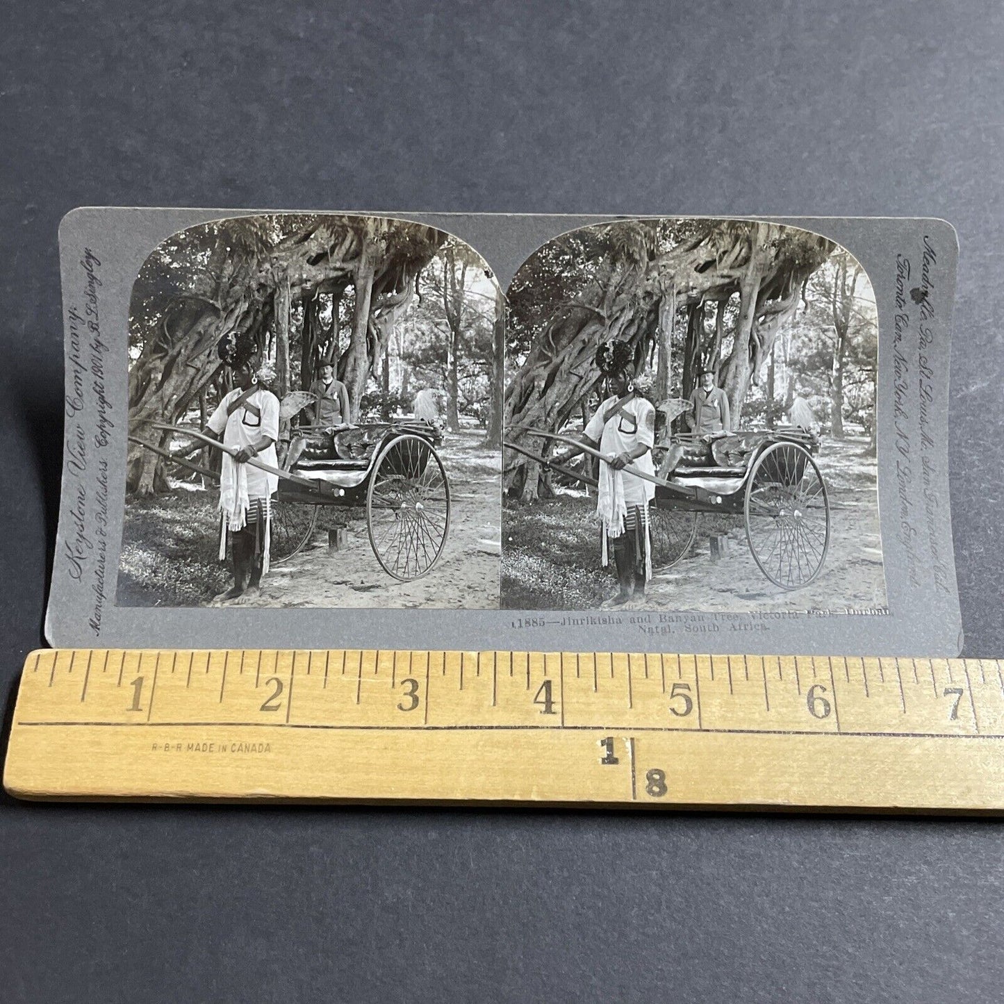 Antique 1901 A Human Taxi In Durban South Africa Stereoview Photo Card P5194