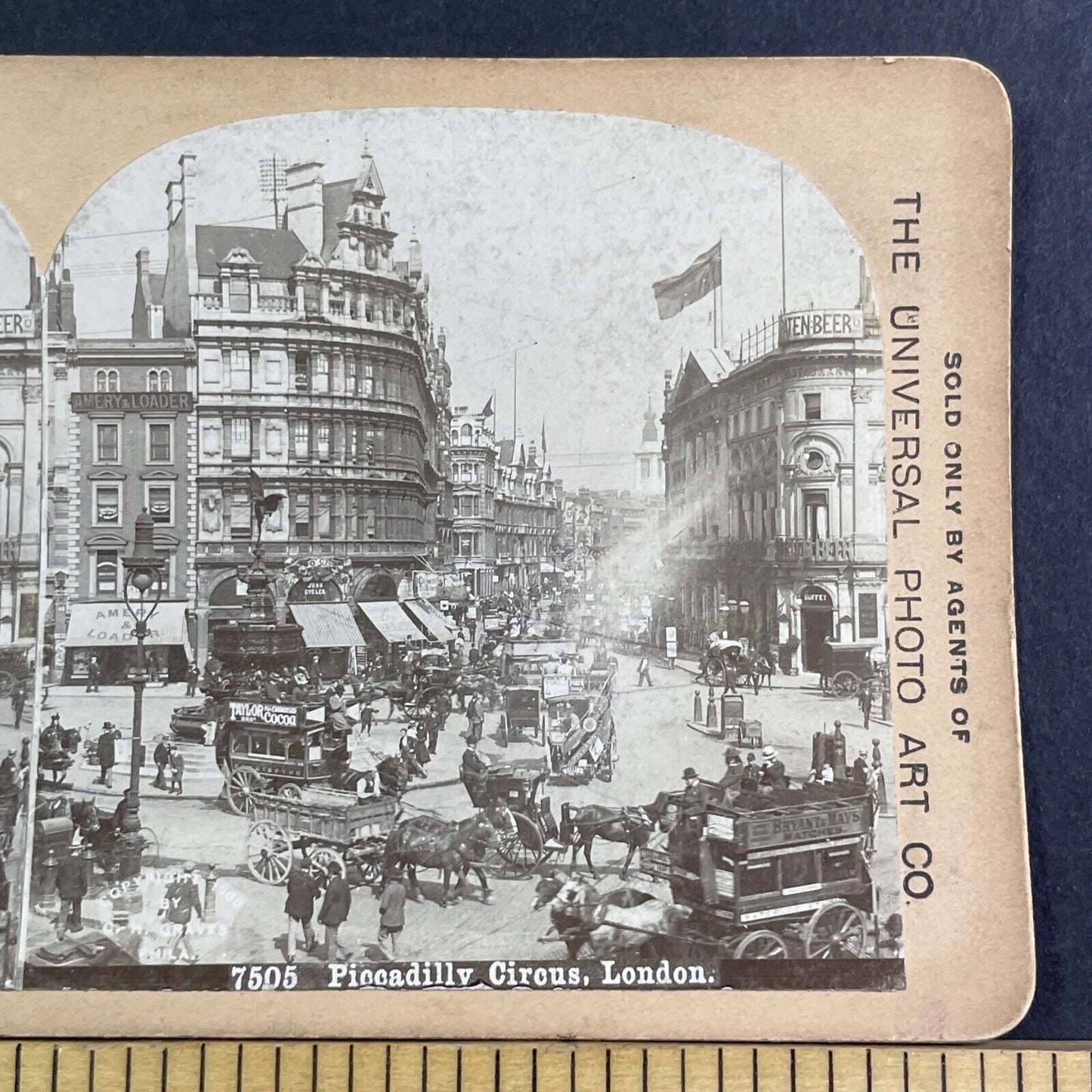 Spaten Beer Pub London England Stereoview Piccadilly Antique c1900 X2846