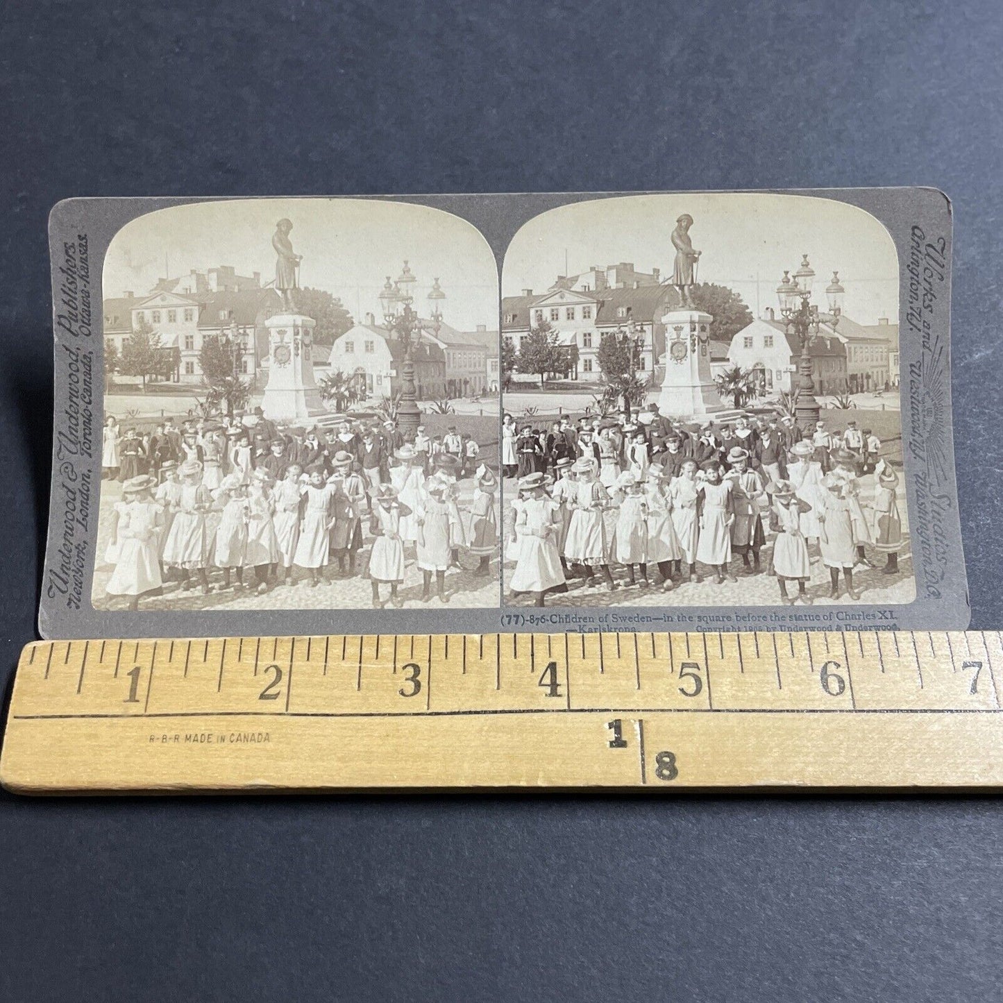 Antique 1905 Sweden Children In Karlskrona Sweden Stereoview Photo Card P5196