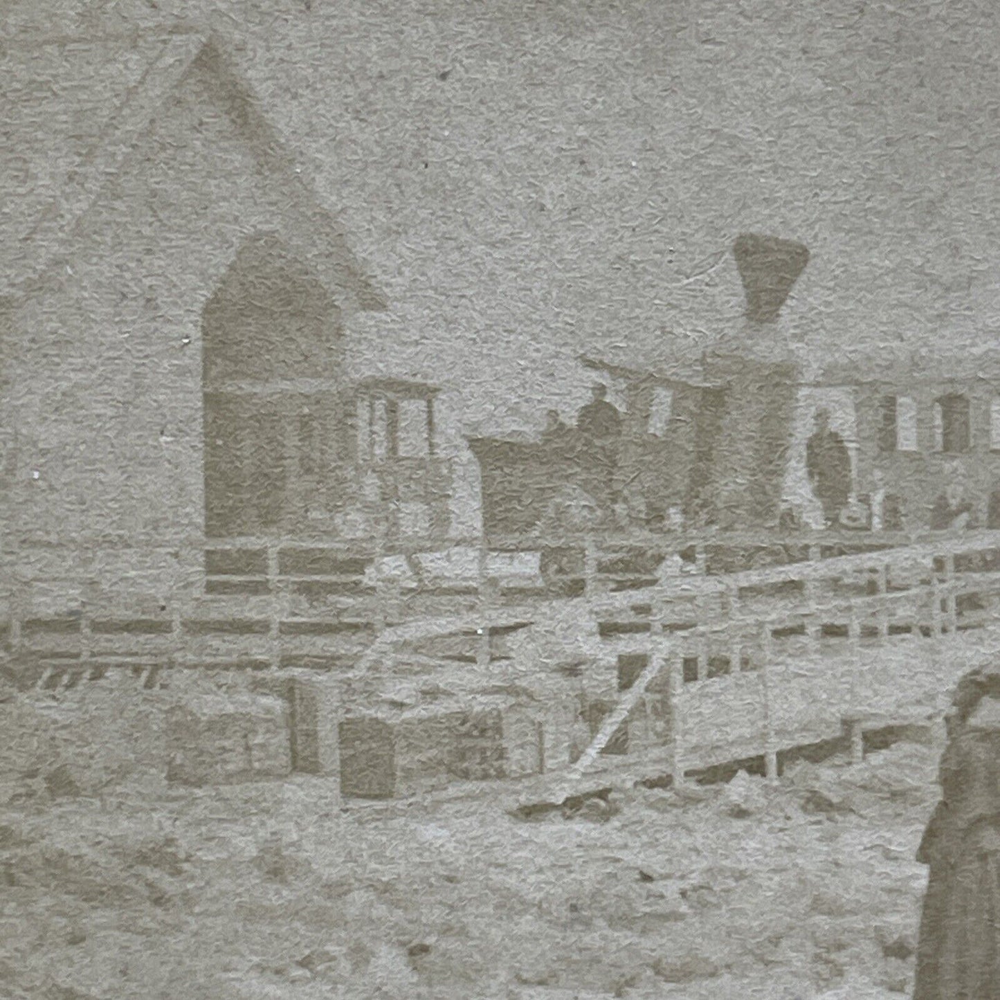 Antique 1870s Train Station Top Of Mt Washington NH Stereoview Photo Card V3585