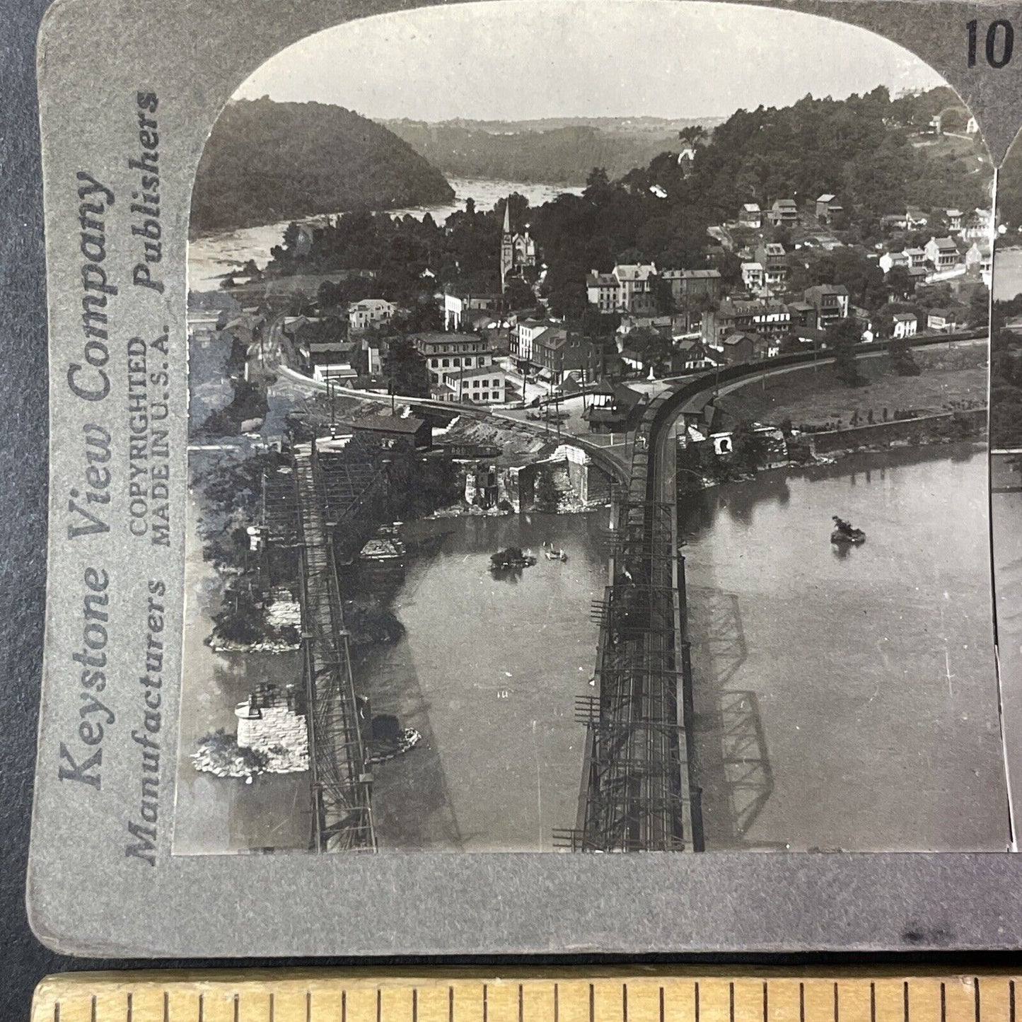 Harper's Ferry West Virginia Aerial View Stereoview Antique c1920s Y985