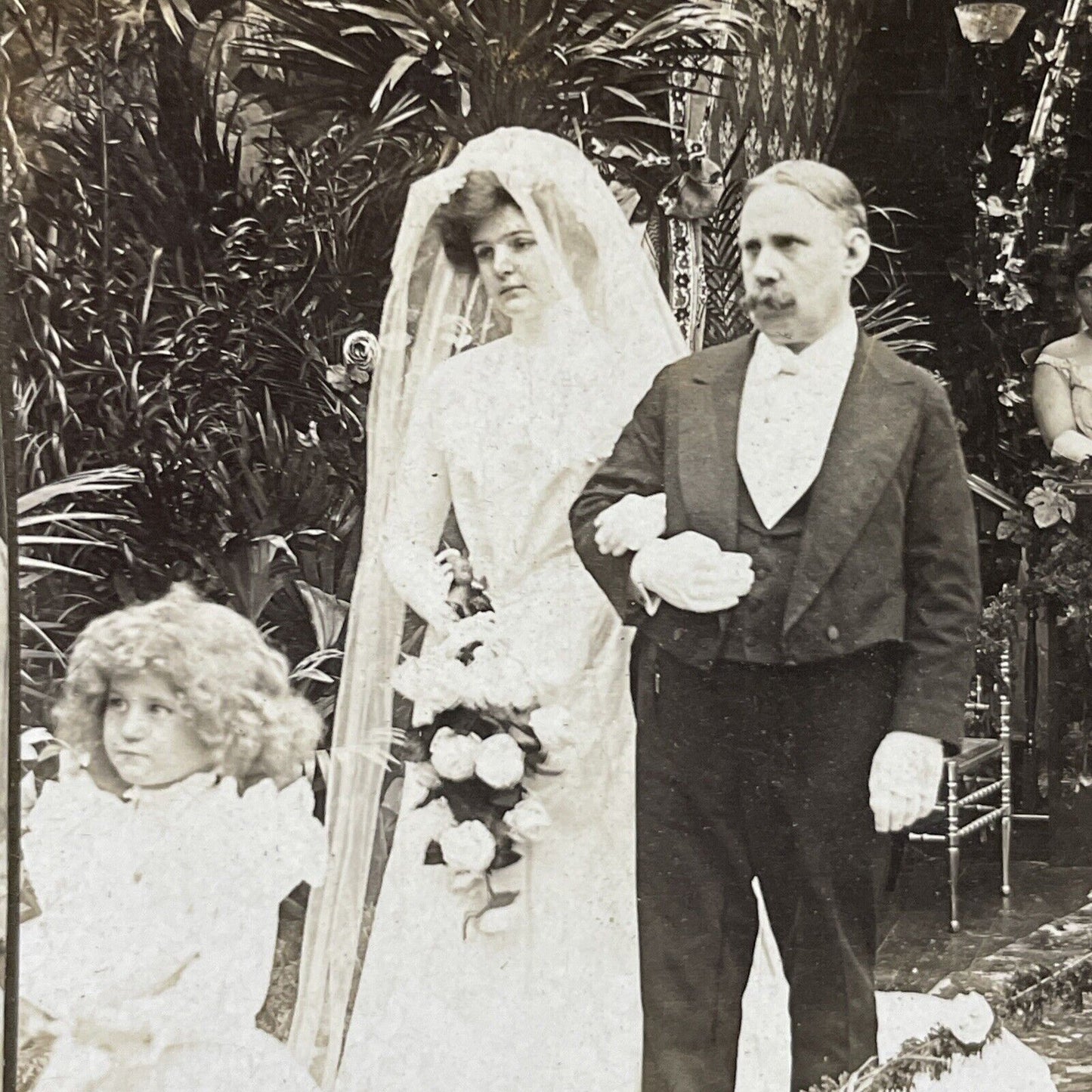 Antique 1902 Father Gives Away Daughter Bride Stereoview Photo Card P2661