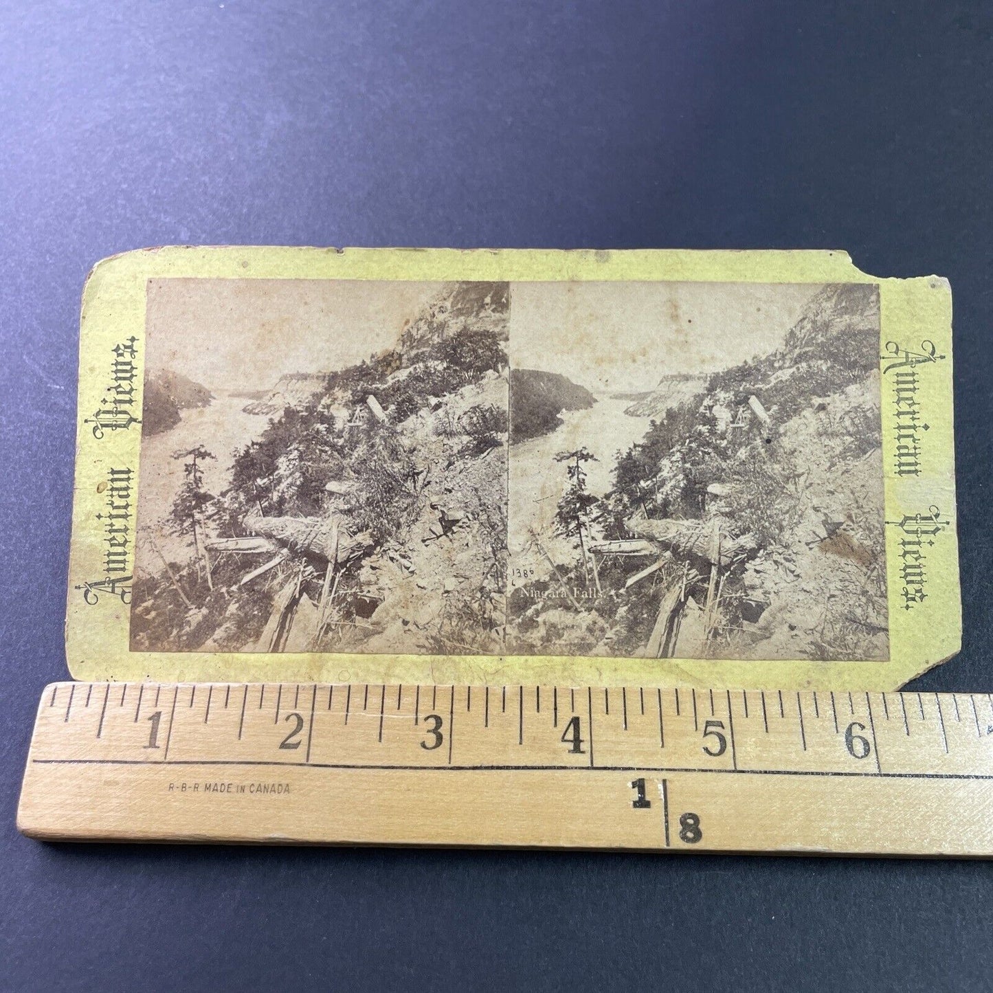 Antique 1870s Niagara Falls Gorge Landside New York  Stereoview Photo Card P3301