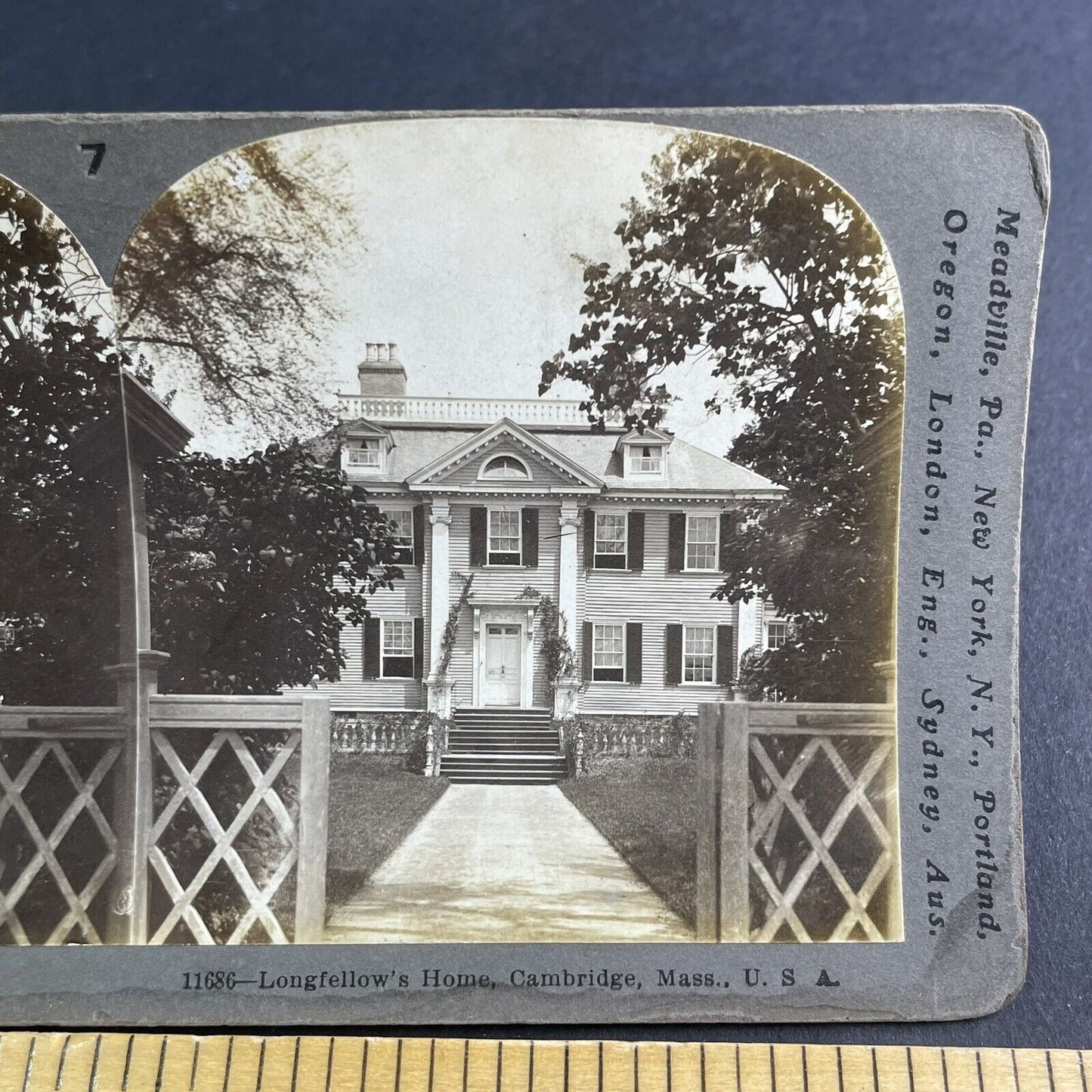 Antique 1901 Longfellow House Cambridge Massachusset Stereoview Photo Card P2214