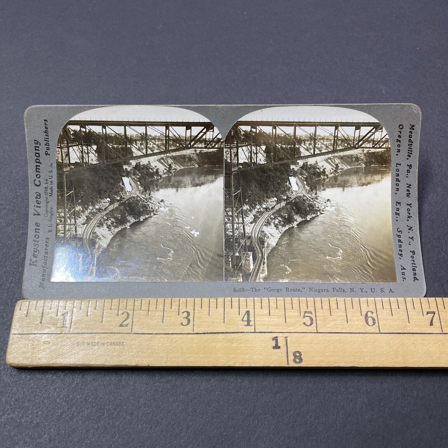 Antique 1909 Niagara Gorge Lewiston Railroad Ontario Stereoview Photo Card V2180