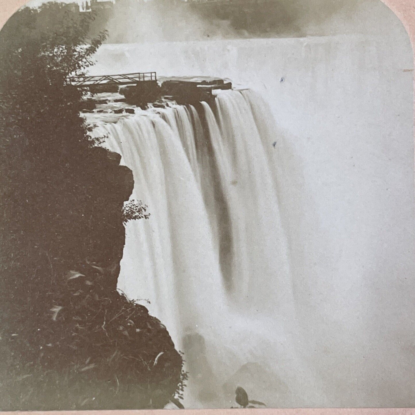 Where Terrapin Tower was Dynamited Stereoview Niagara Falls Antique c1891 Y2138