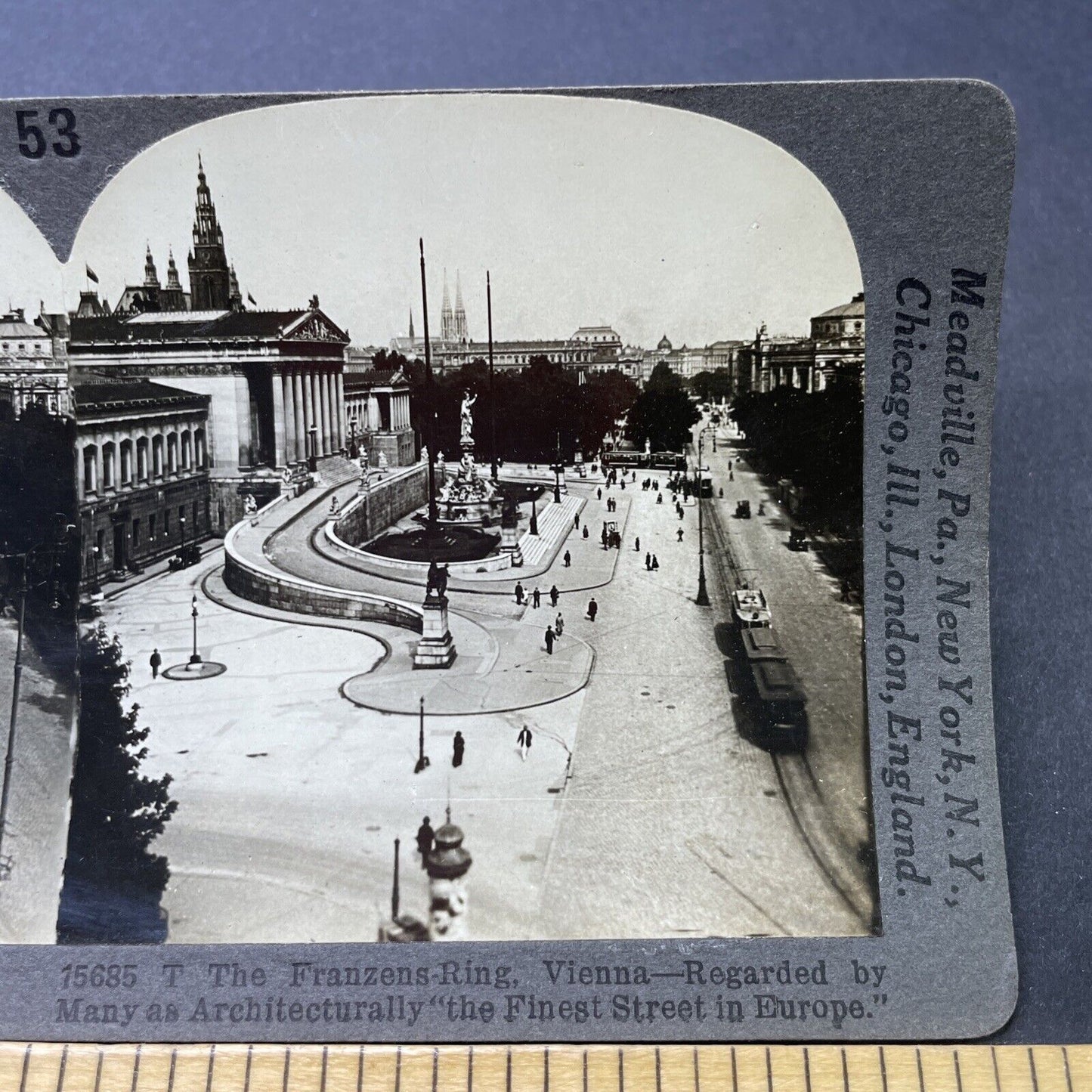 Antique 1910s City Center Vienna Austria Stereoview Photo Card P2734