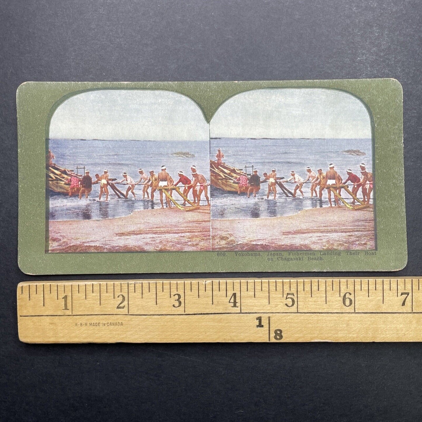 Antique 1899 Fisherman In Chigasaki Japan Stereoview Photo Card P580-088