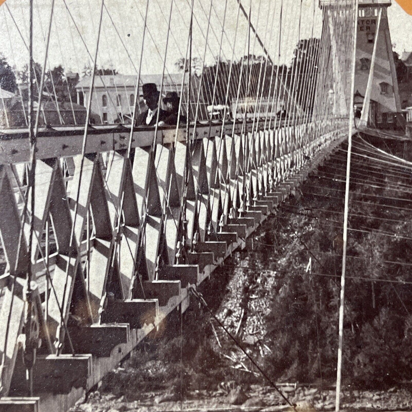 Antique 1890s Niagara Railway Suspension Bridge Stereoview Photo Card P2460-18