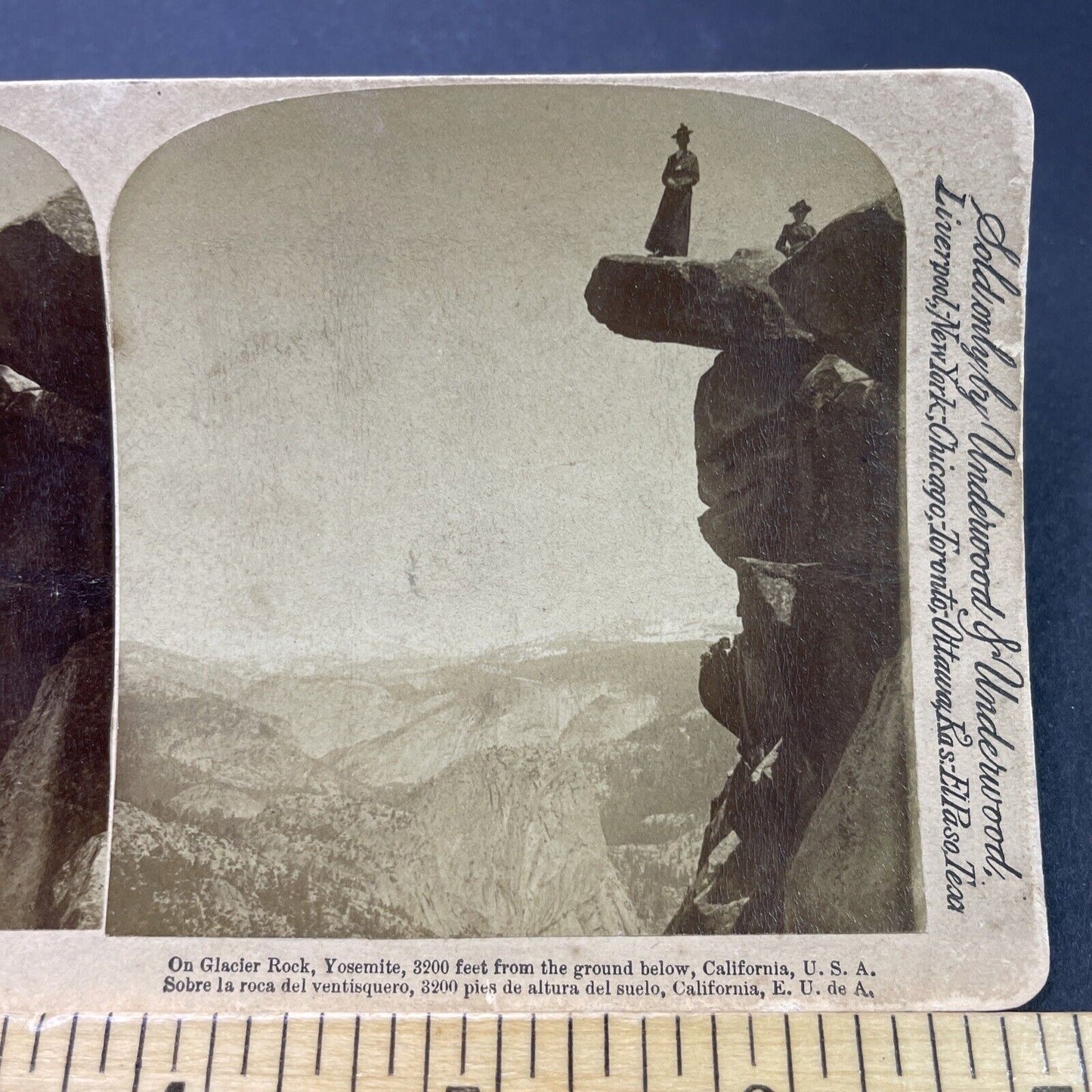 Antique 1894 Woman On Glacier Point Yosemite CA Stereoview Photo Card P3141