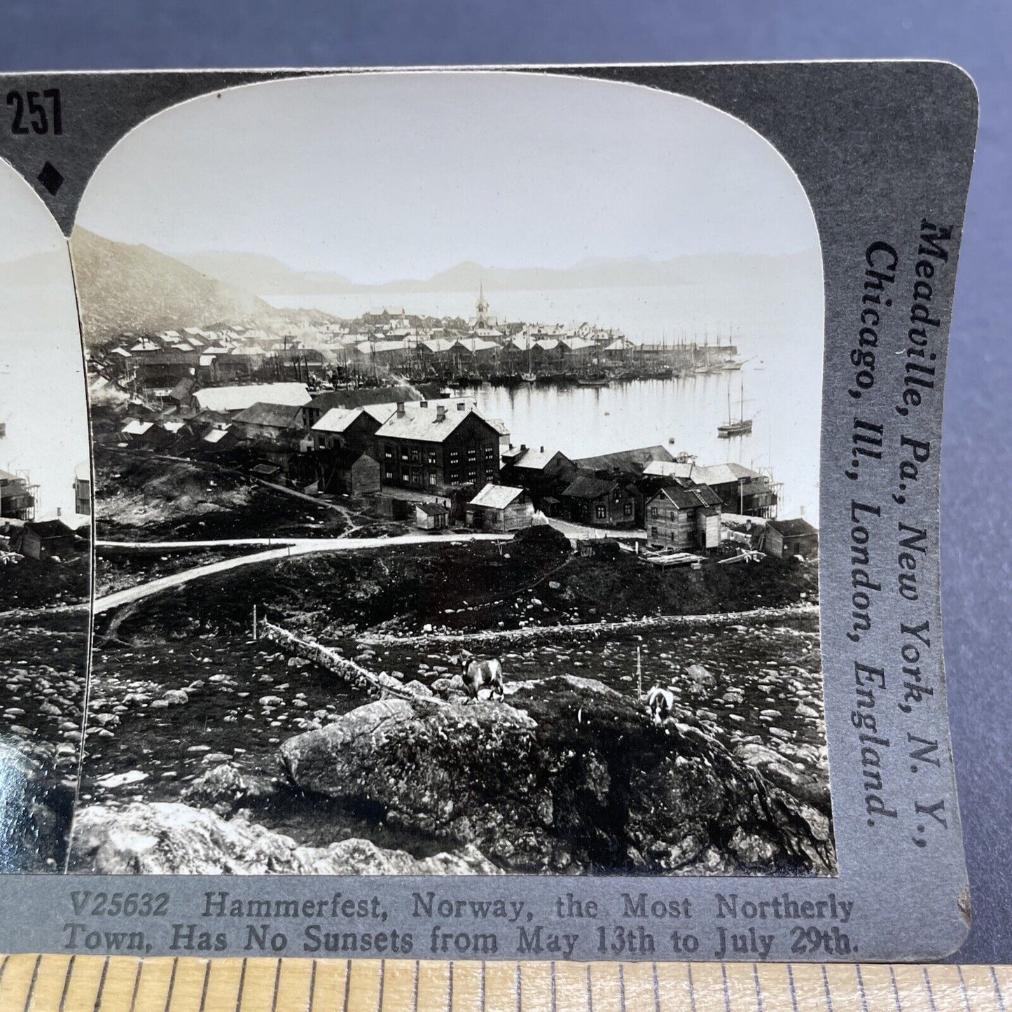 Antique 1909 Town Of Hammerfest Norway Stereoview Photo Card P1942