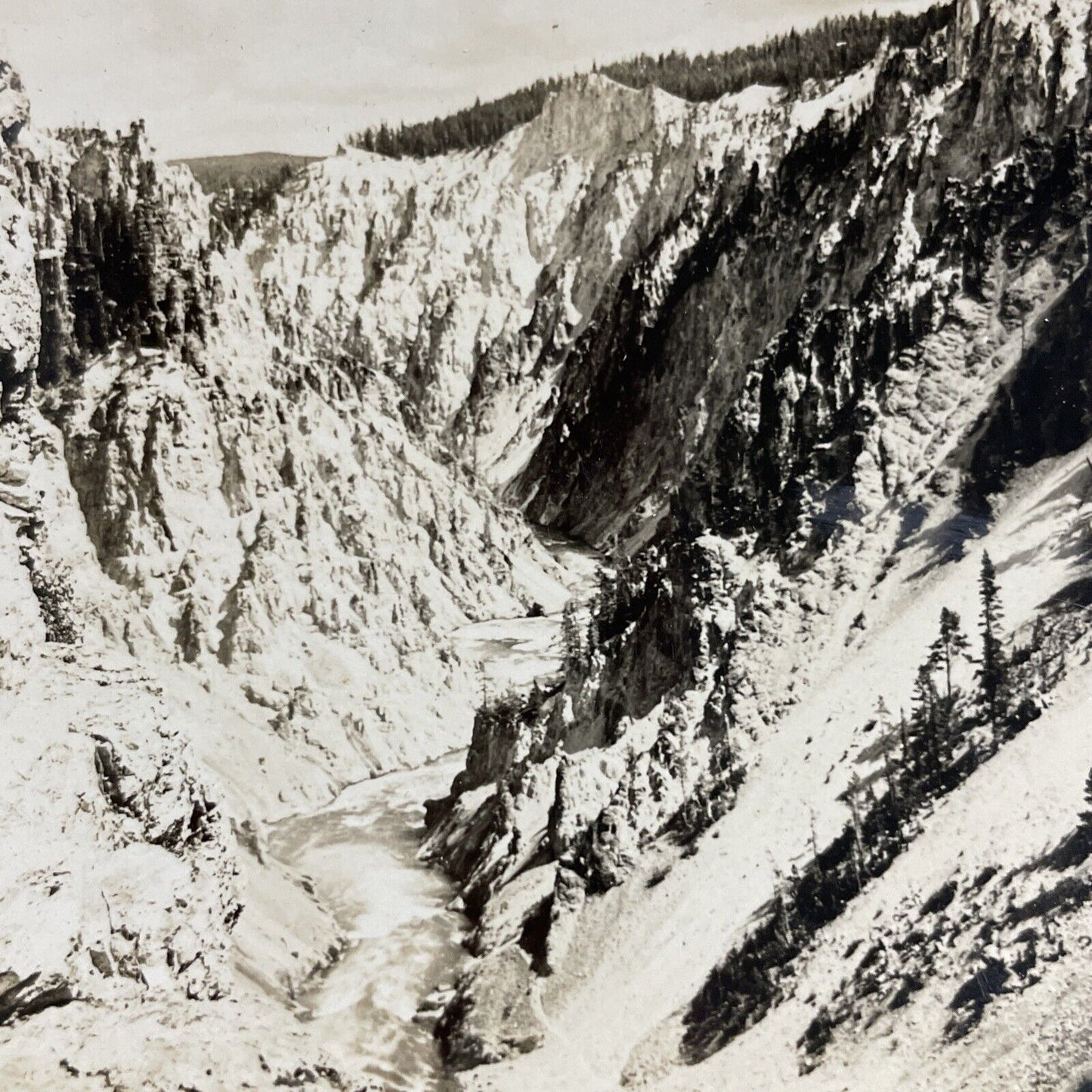 Antique 1910s River & Canyon Yellowstone Park WY Stereoview Photo Card P4856