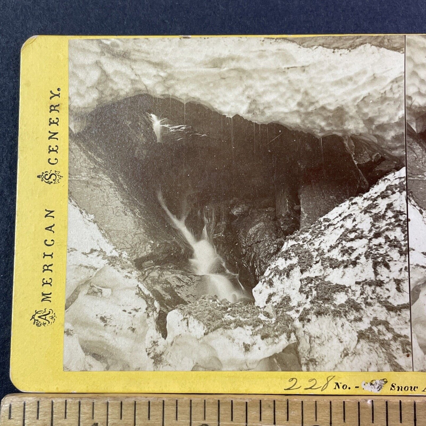 Tuckermans Ravine Snow Cave NH Stereoview Photo NW Pease Antique c1873 X953