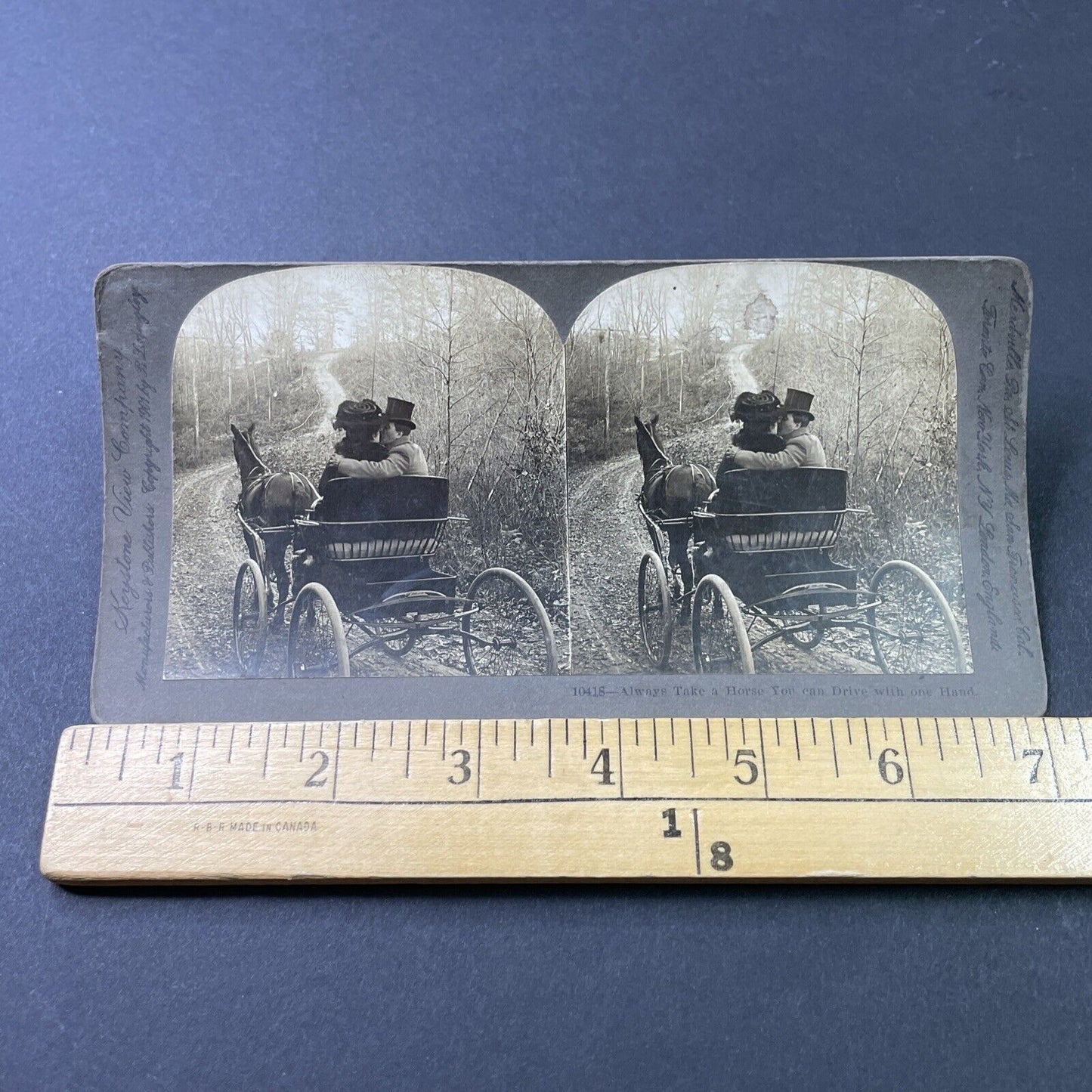 Antique 1901 Couple Kissing On A Horse Carriage Stereoview Photo Card P2831