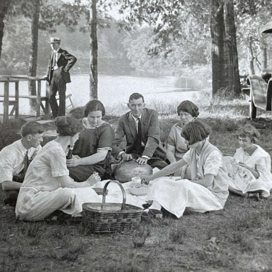 Antique 1920 American Family Picnic West Coast Stereoview Photo Card PC839