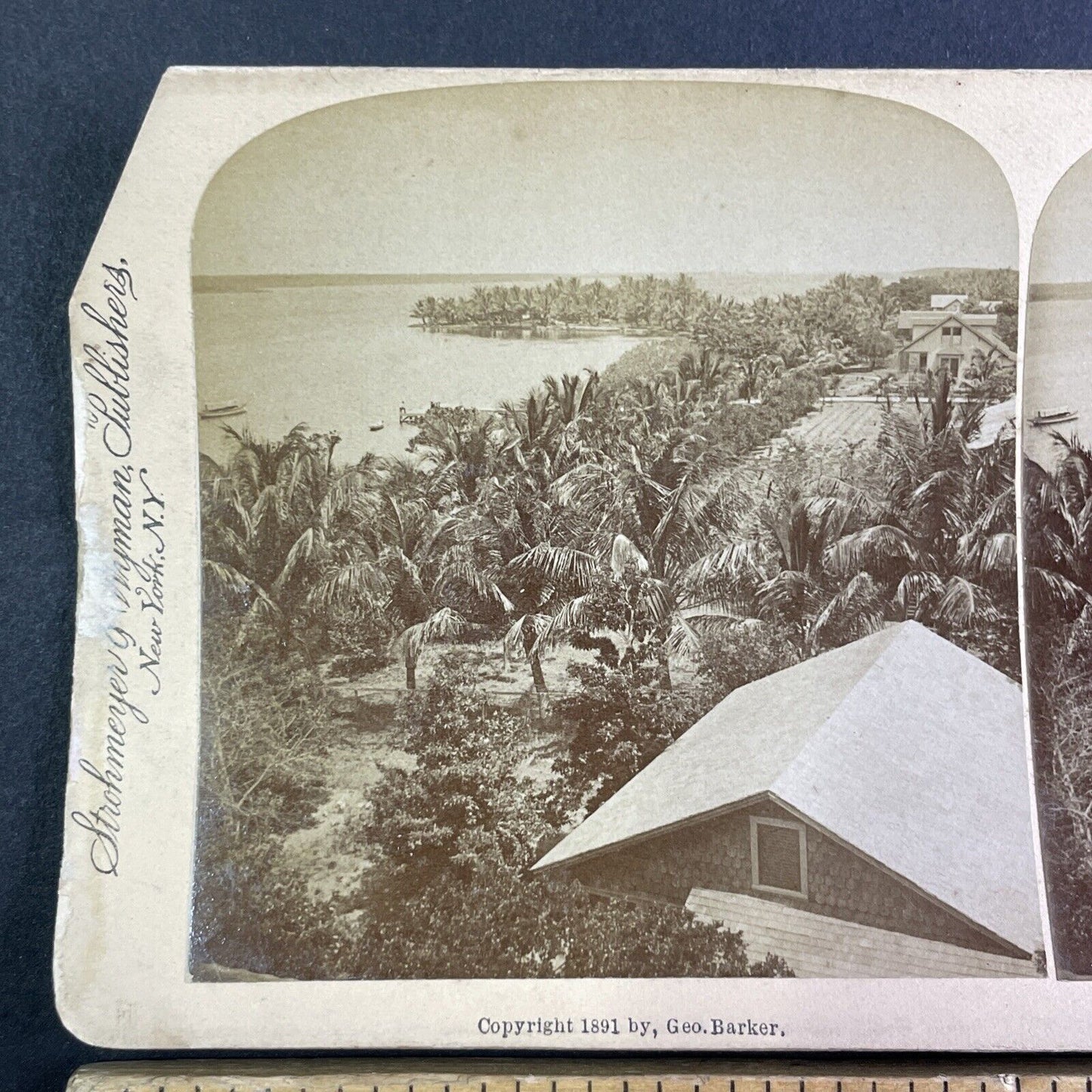 Lake Worth Florida Stereoview George Barker Antique c1891 Y1142