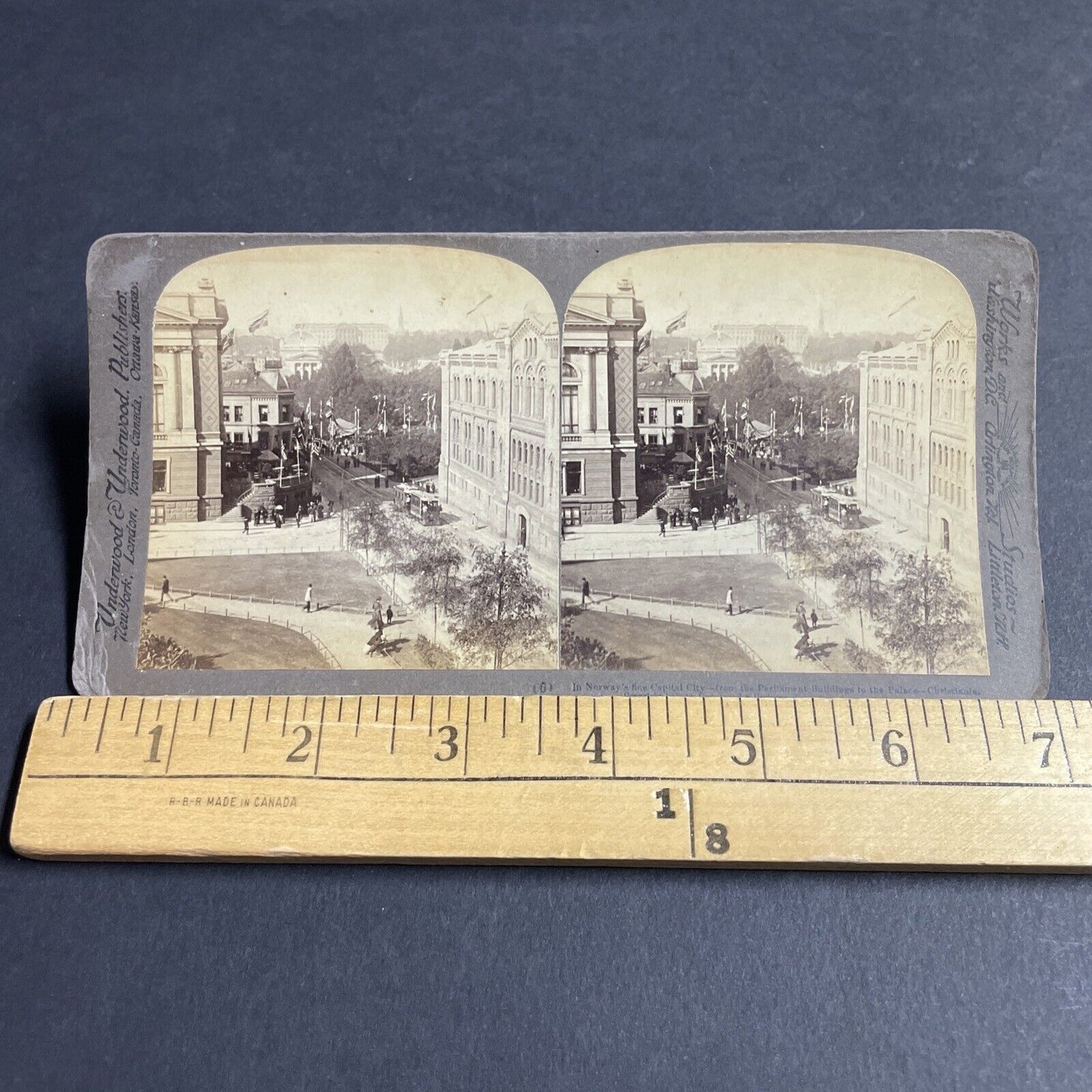 Antique 1903 Trolly Tracks In Oslo Norway Stereoview Photo Card P4067