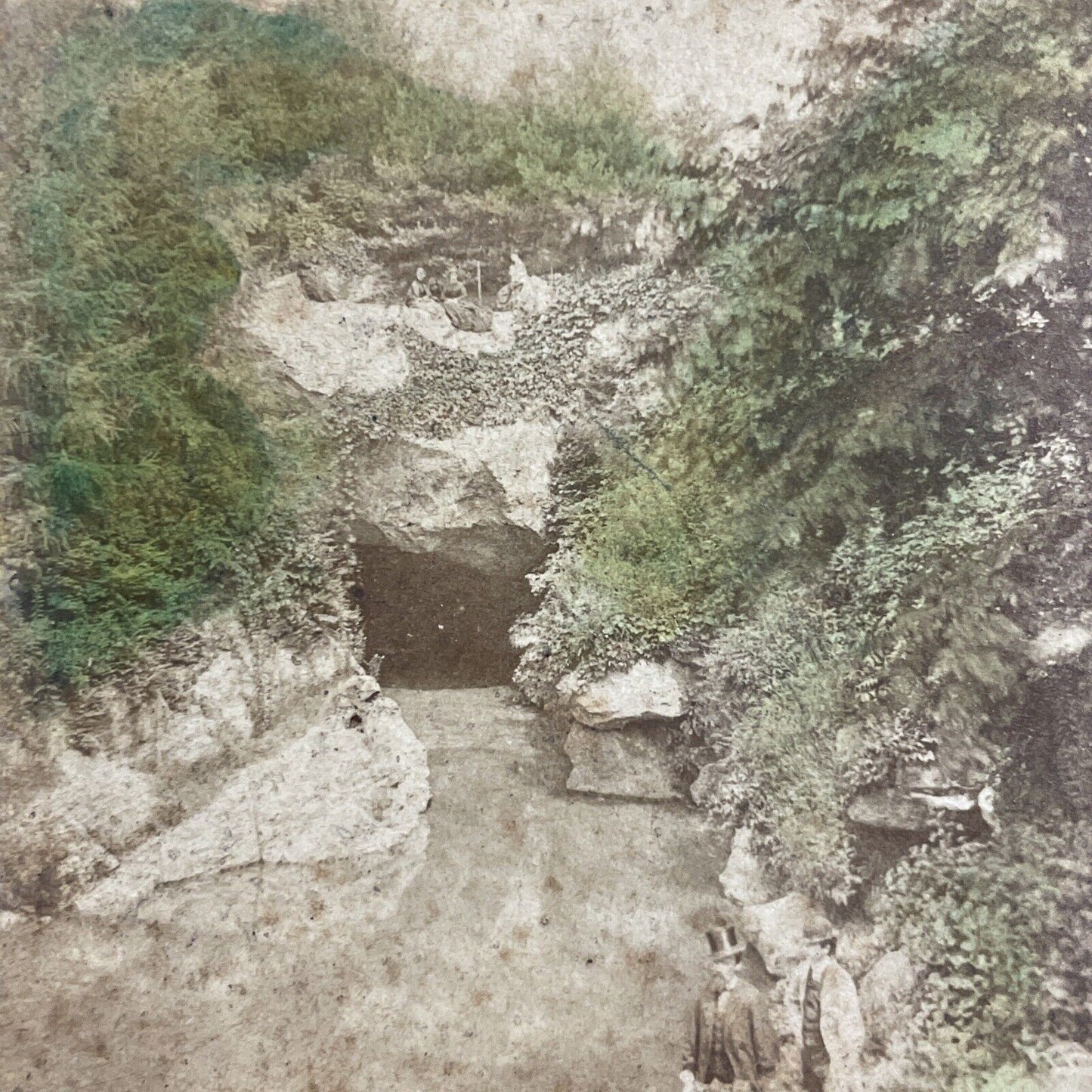 Antique 1870s The Grotto Central Park New York City Stereoview Photo Card P4178