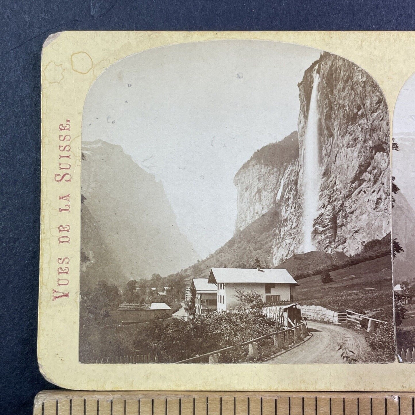 Lauterbrunnen Waterall Switzerland Stereoview A. Gabler Antique c1872 X3821