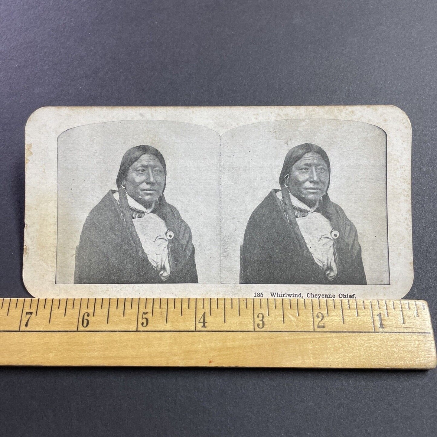 Antique 1905 Chief Whirlwind Native American Indian Stereoview Photo Card Q2246