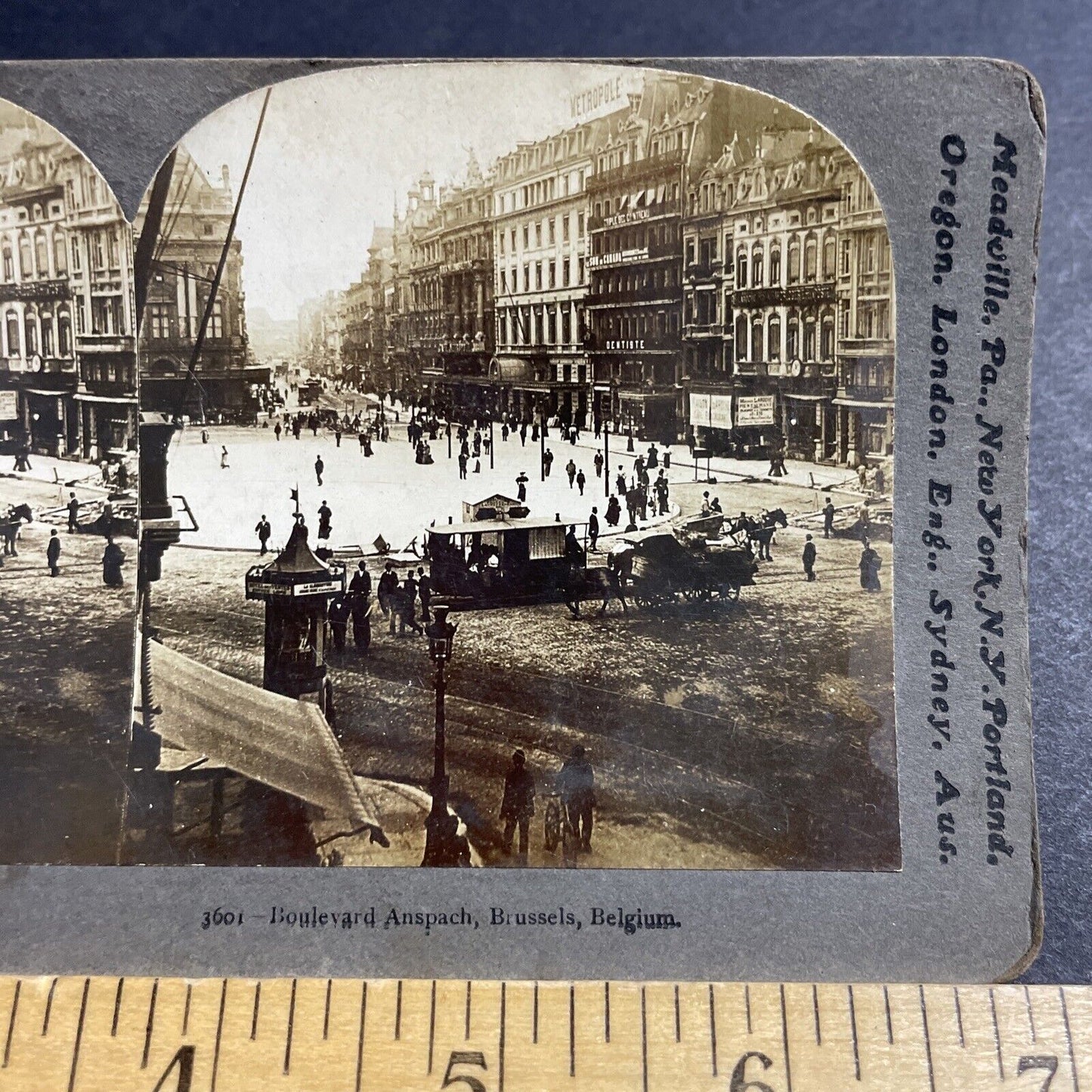 Antique 1903 The Main Street In Brussels Belgium Stereoview Photo Card P5123