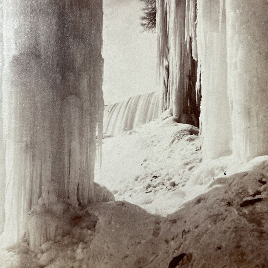 Antique 1870s Bottom Of Niagara Falls Ontario Side Stereoview Photo Card V1910