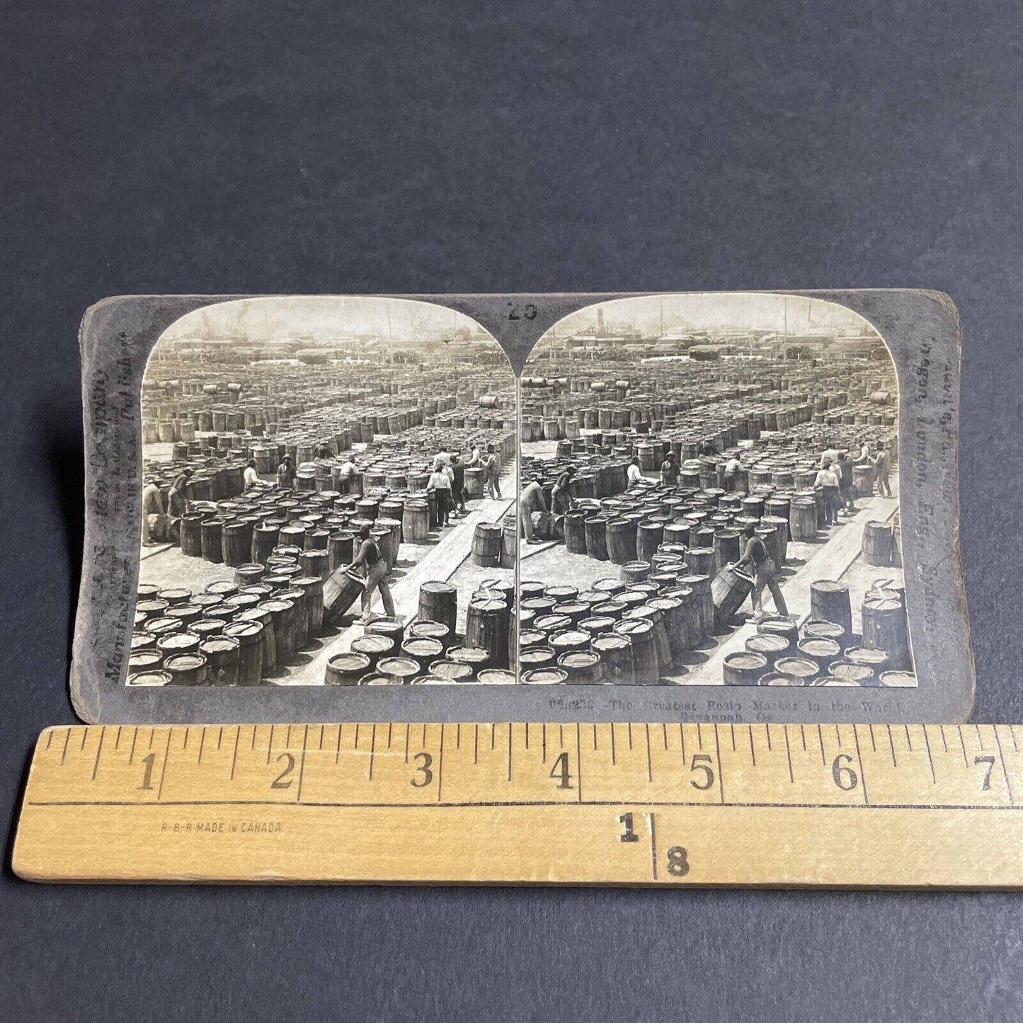 Antique 1910s Ink & Wax Barrels In Savannah Georgia Stereoview Photo Card P4275