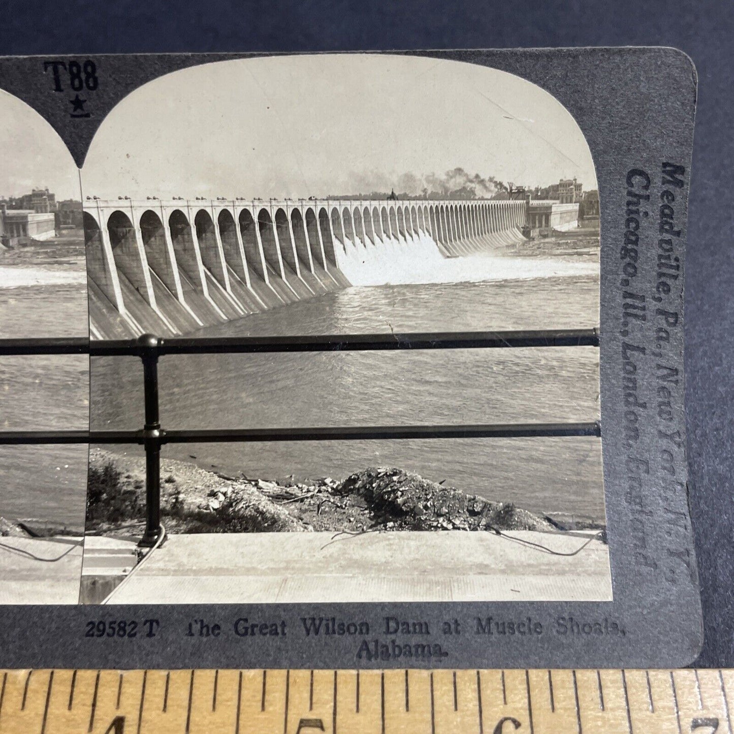 Antique 1920s Great Wilson Dam Muscle Shoals Alabama Stereoview Photo Card P4882