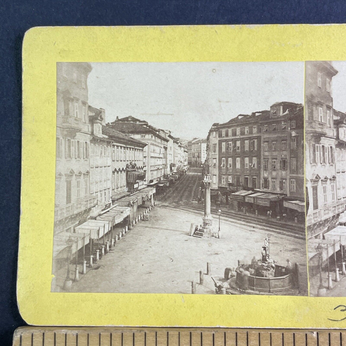 Trieste Italy City Center Street View Stereoview Photo Antique c1870 X3189