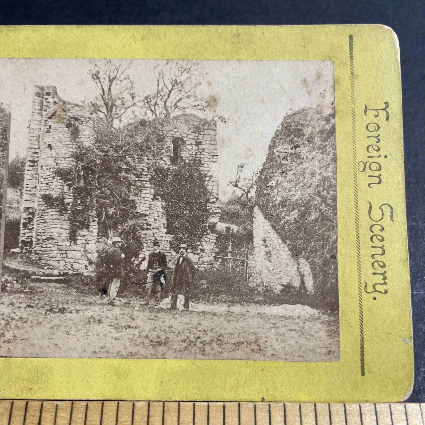 Antique 1870s Devonshire Castle Ruins England Stereoview Photo Card P4542