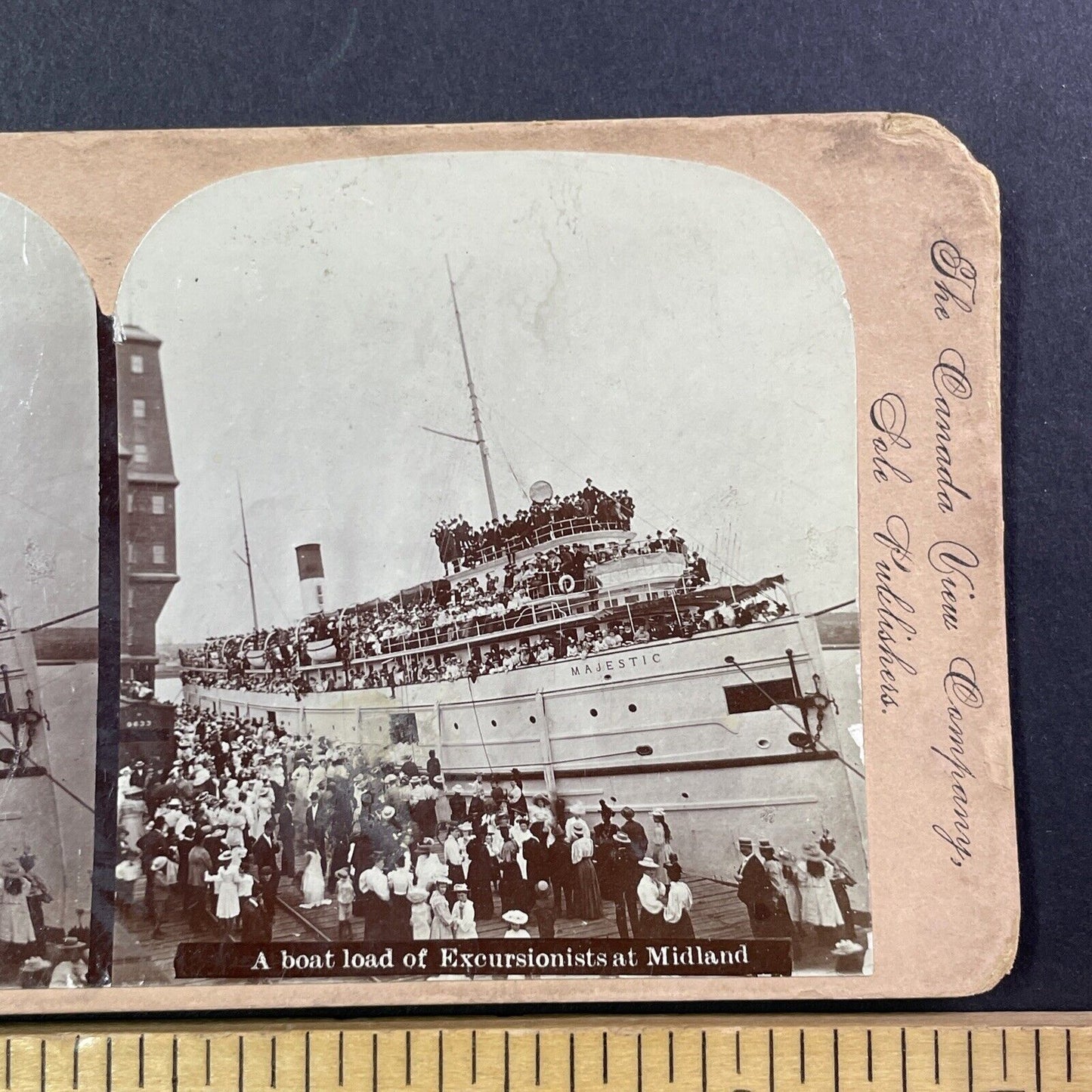 Steamer Majestic in Midland Ontario Canada Stereoview J.W. Bald c1899 Y478