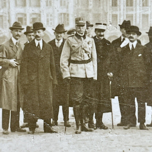 Antique 1918 Georges Clemenceau Visits Arras France Stereoview Photo Card P2026