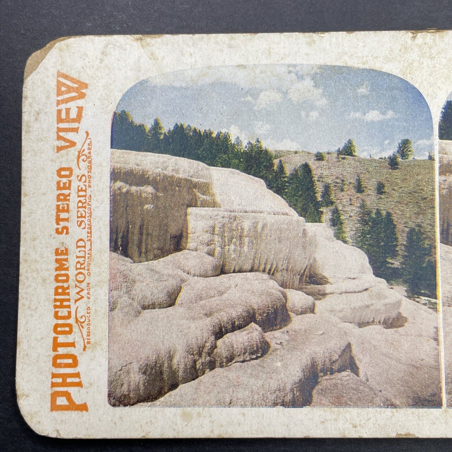 Antique 1905 Cleopatra Terrace Yellowstone Park Stereoview Photo Card P580-054