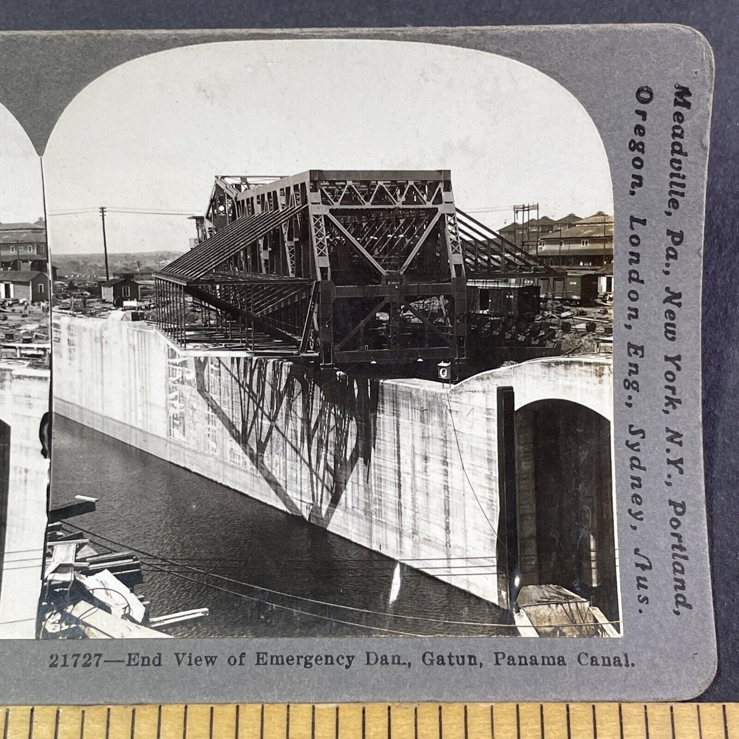 Gatun Emergency Dam in Panama Stereoview Antique c1913 Y2818