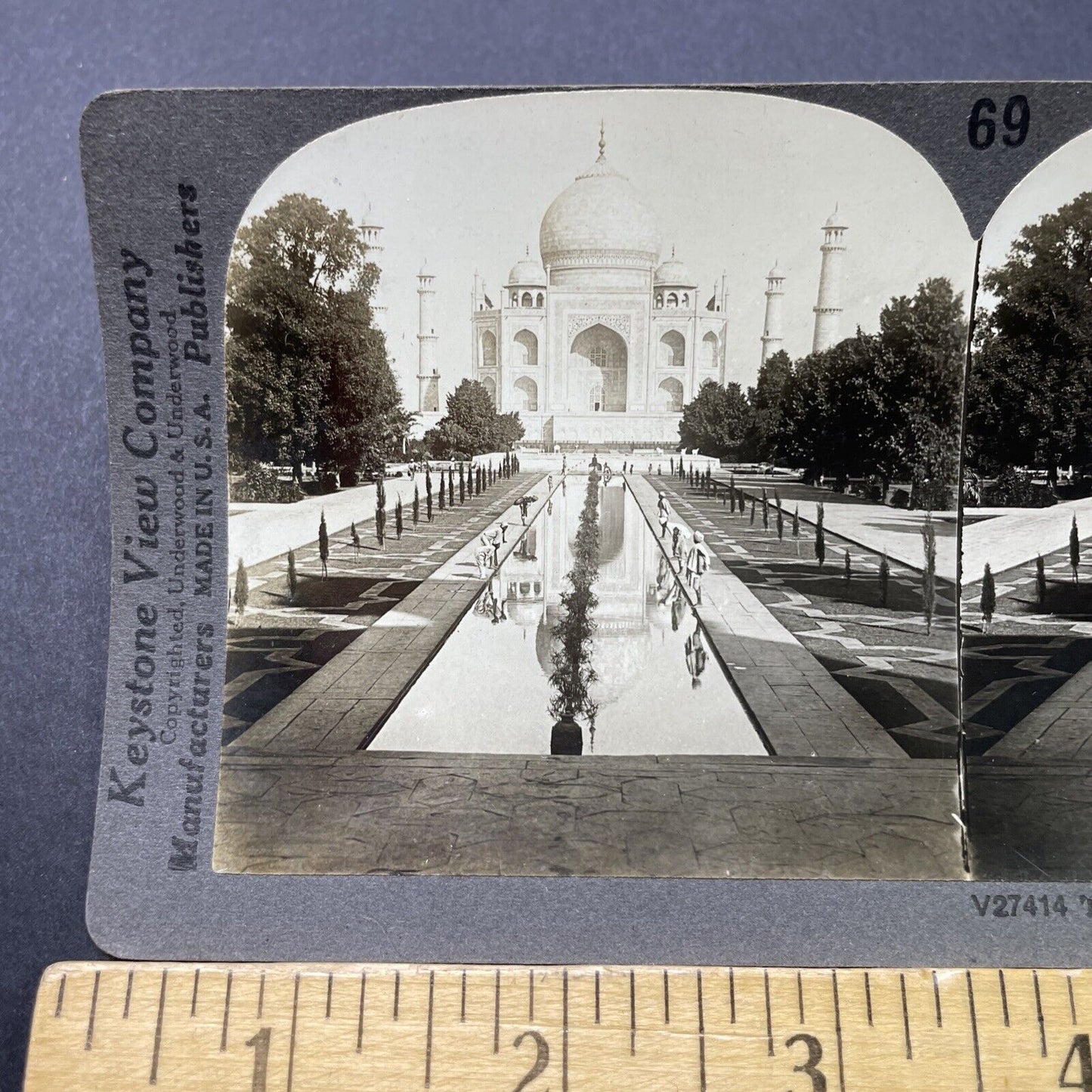 Antique 1910s The Taj Mahal Agra India Stereoview Photo Card P2747