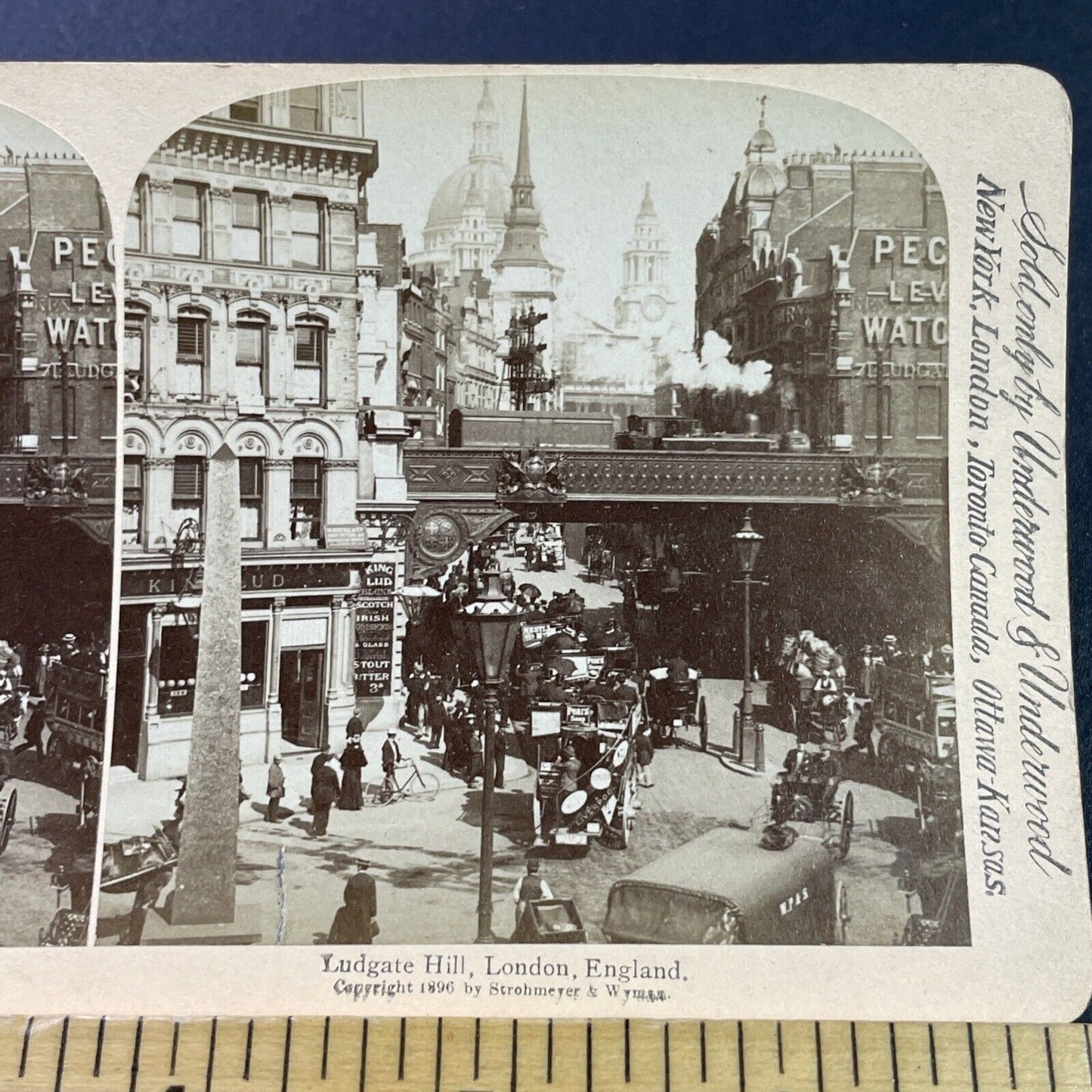 Antique 1896 Ludgate Hill London England Stereoview Photo Card P3822