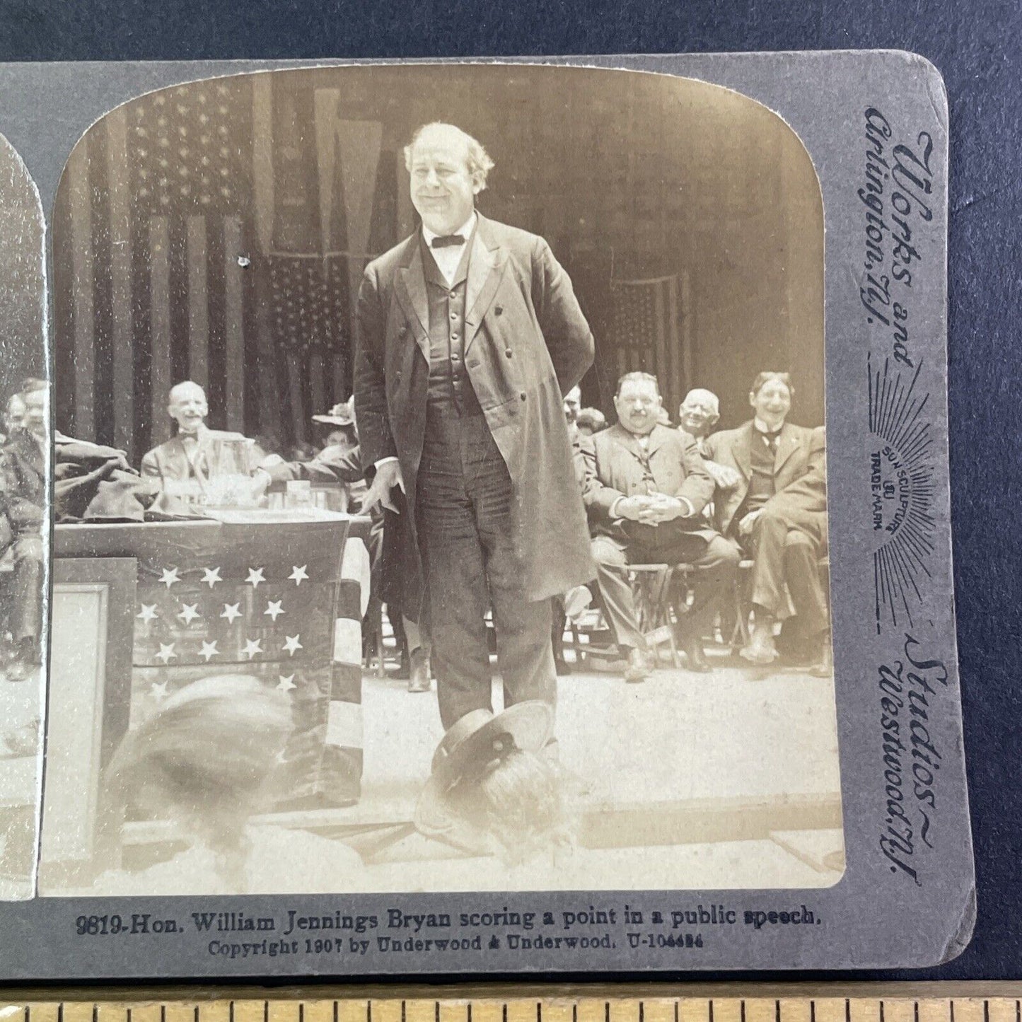 William Jennings Bryan gives a Speech Stereoview Antique c1907 Y1389