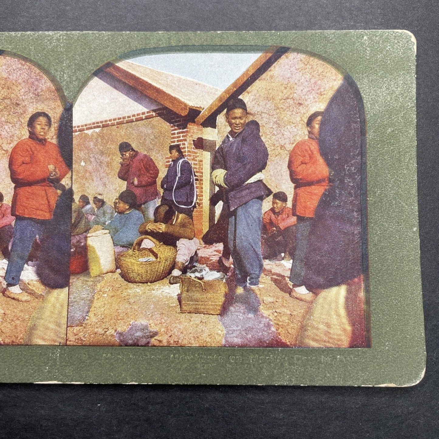 Antique 1905 Chinese Market In Russia Stereoview Photo Card P580-107