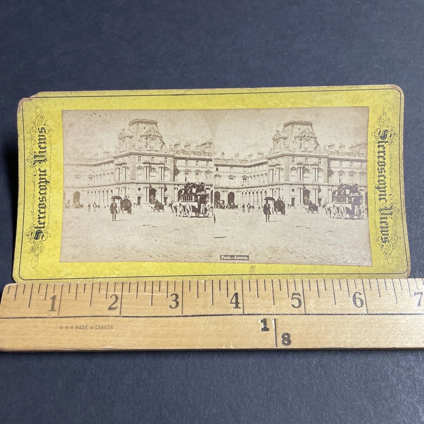 Antique 1870s The Louvre Art Gallery Paris France Stereoview Photo Card P4145