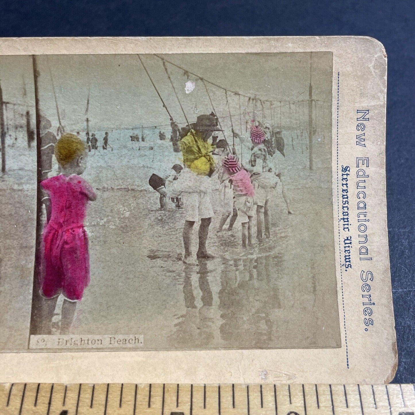 Antique 1880s Children At Brighton Beach England Stereoview Photo Card P4551