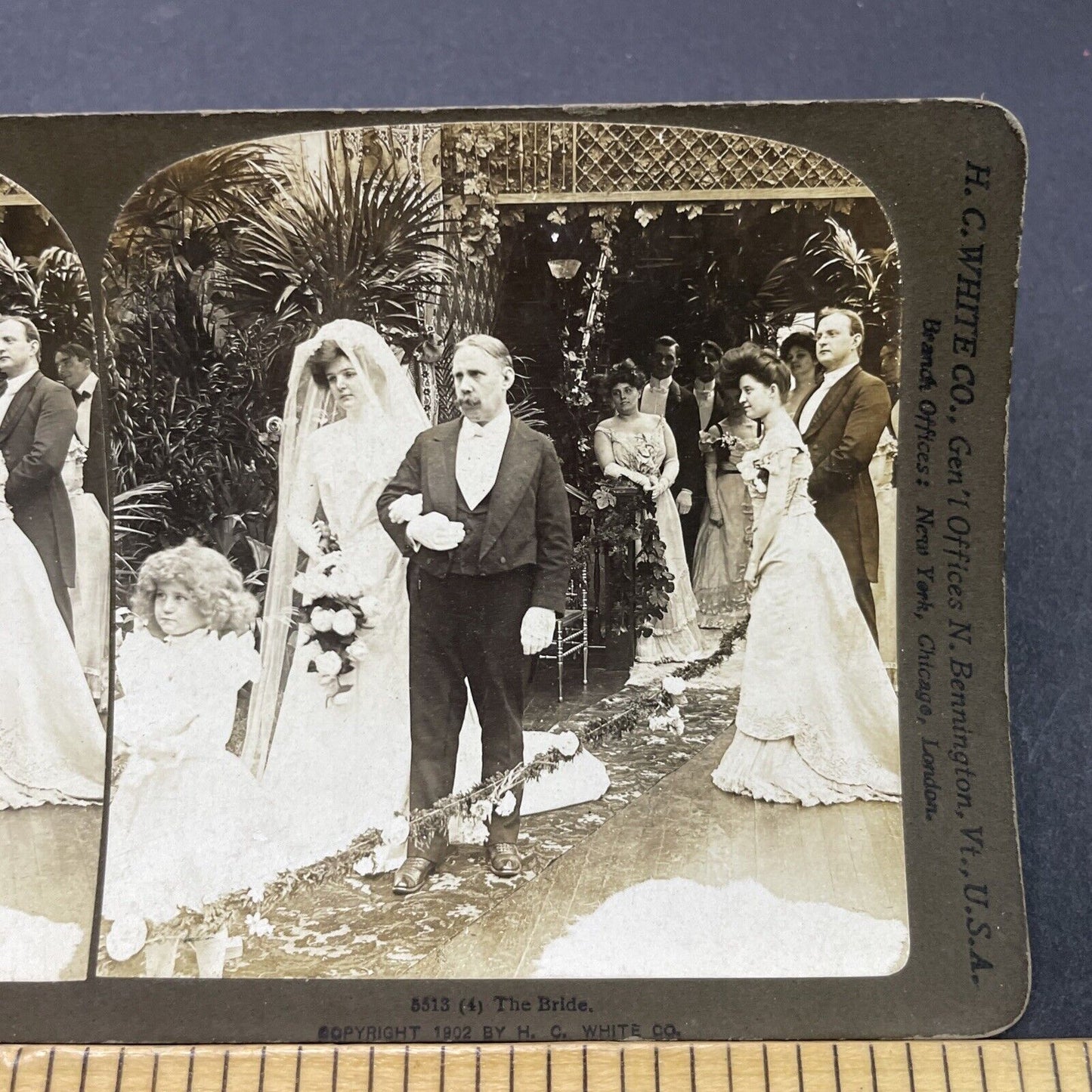 Antique 1902 Father Gives Away Daughter Bride Stereoview Photo Card P2661