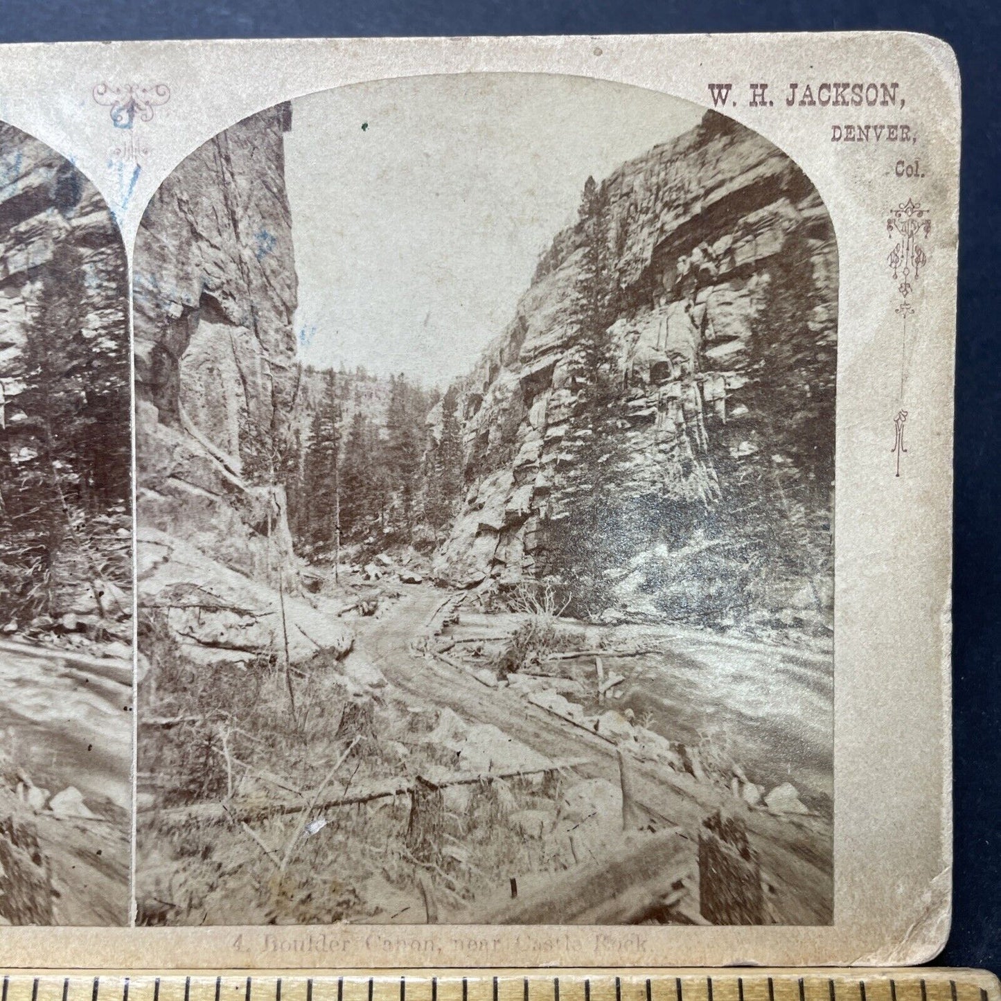 Antique 1860s Boulder Canyon Road Construction CO Stereoview Photo Card P2264