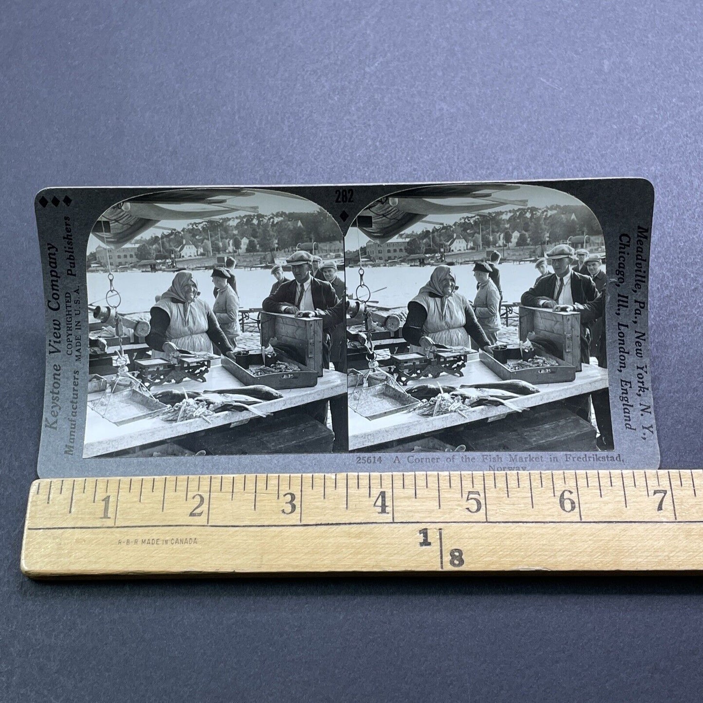 Antique 1920s Strong Fish Market Woman In Norway Stereoview Photo Card V2978