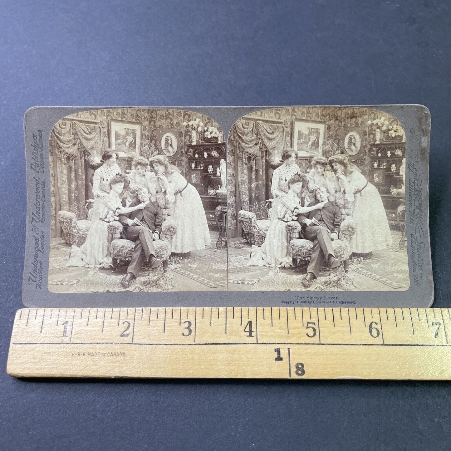 Antique 1902 Man Falls Asleep In A Brothel Stereoview Photo Card P2997