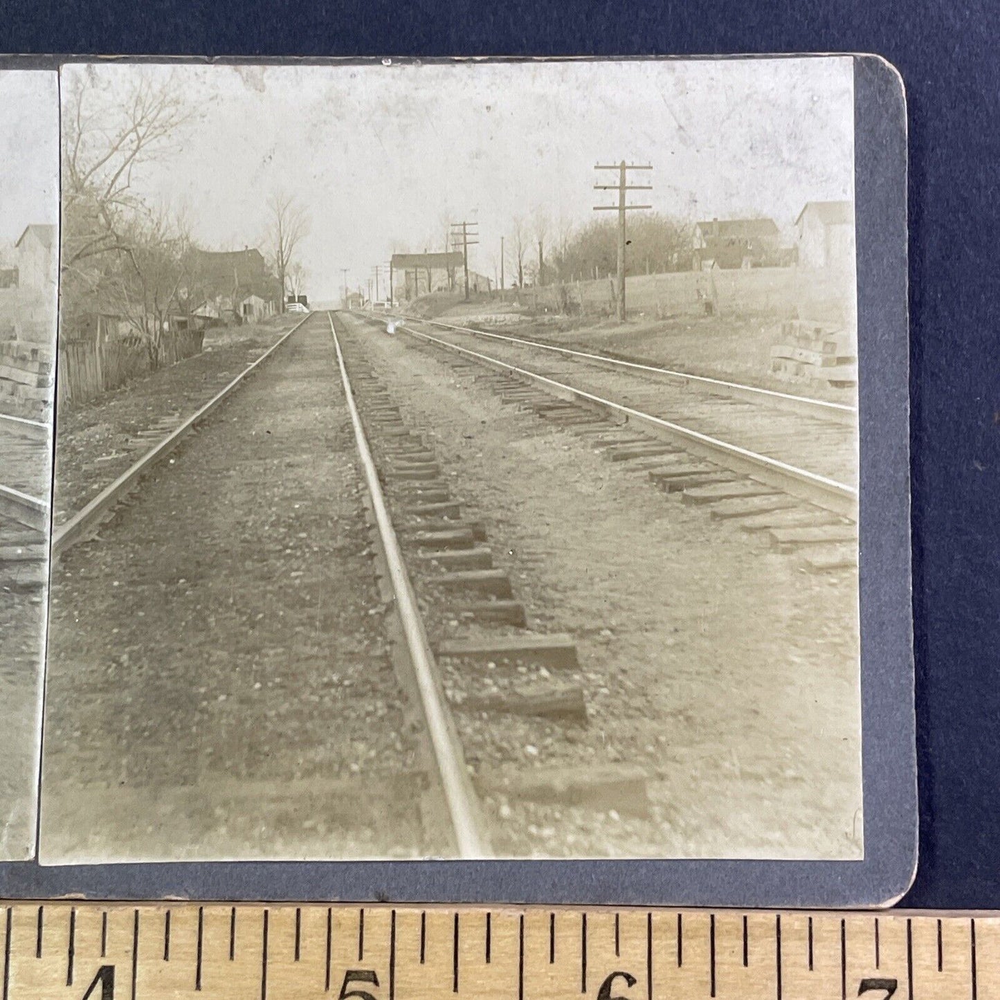 Brush Lake Ohio Town View Stereoview Pennsylvania Railroad Antique c1908 X1504