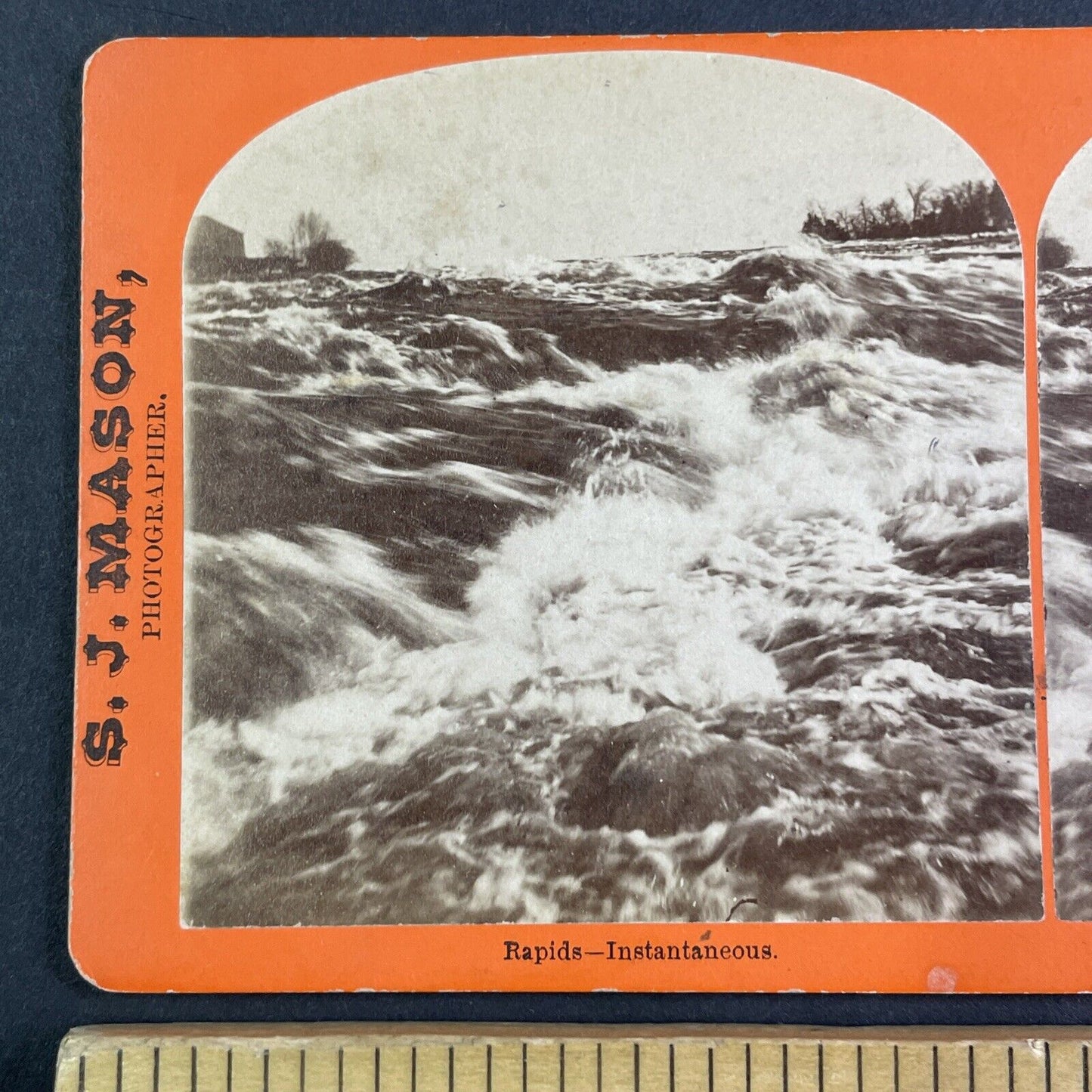 Upper River Rapids Niagara Falls Stereoview S.J. Mason Antique c1870s Y2553