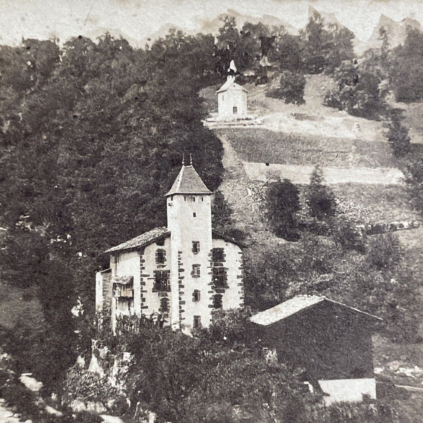 Antique 1870s Chateau Des Rubins Sallanches France Stereoview Photo Card P5134